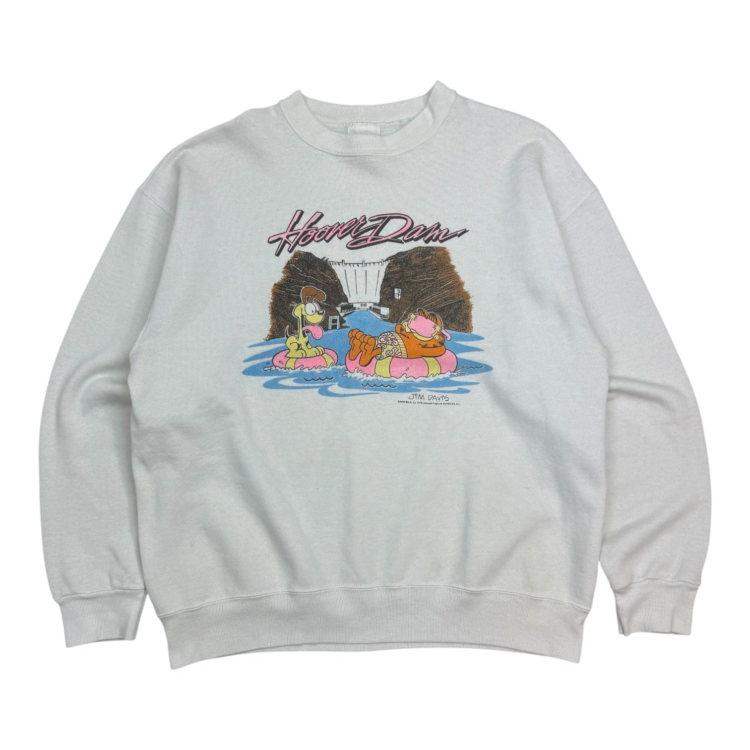 1990’s Garfield Hoover Dam Crewneck White