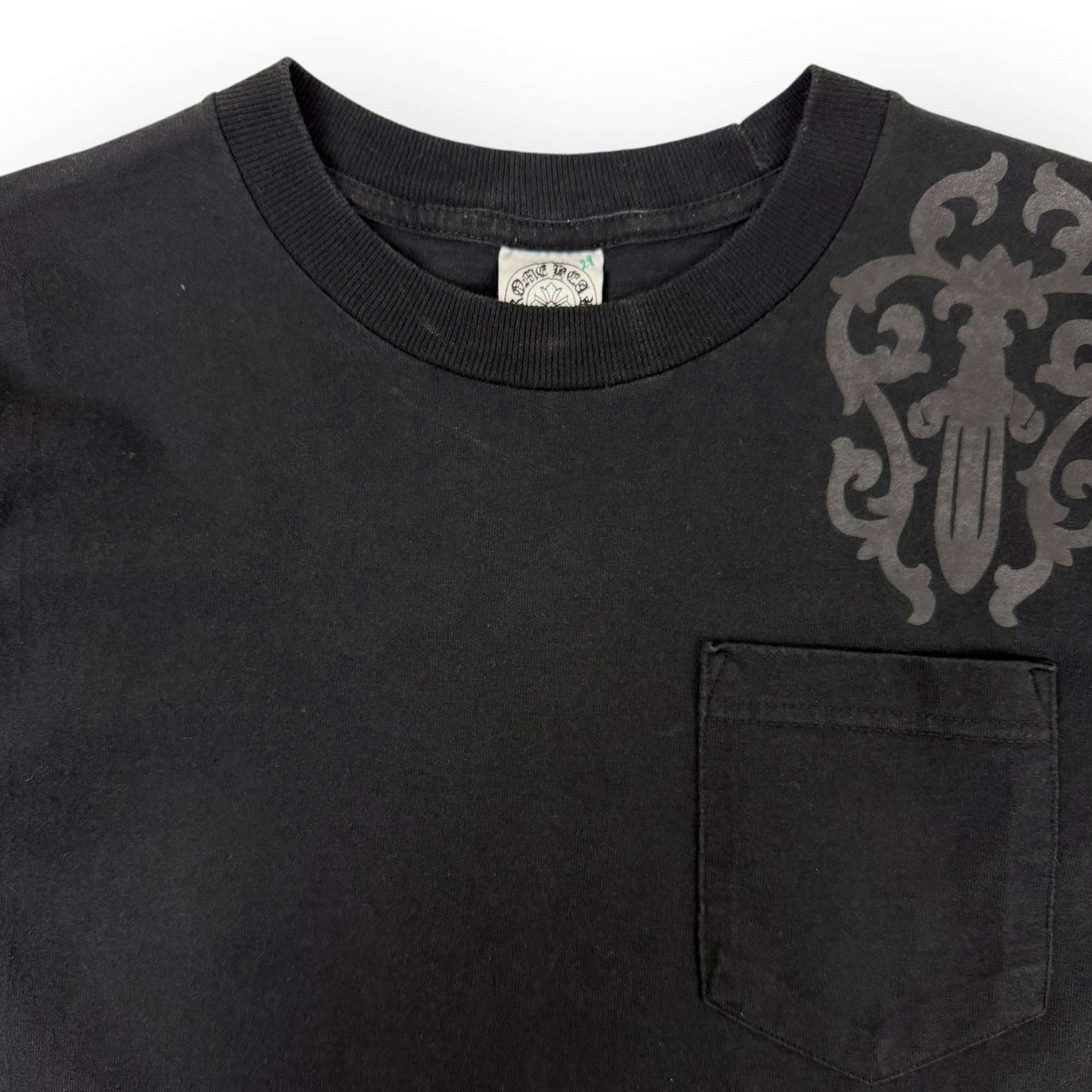 Vintage Chrome Hearts Tonal Cemetery Pocket T-Shirt Black
