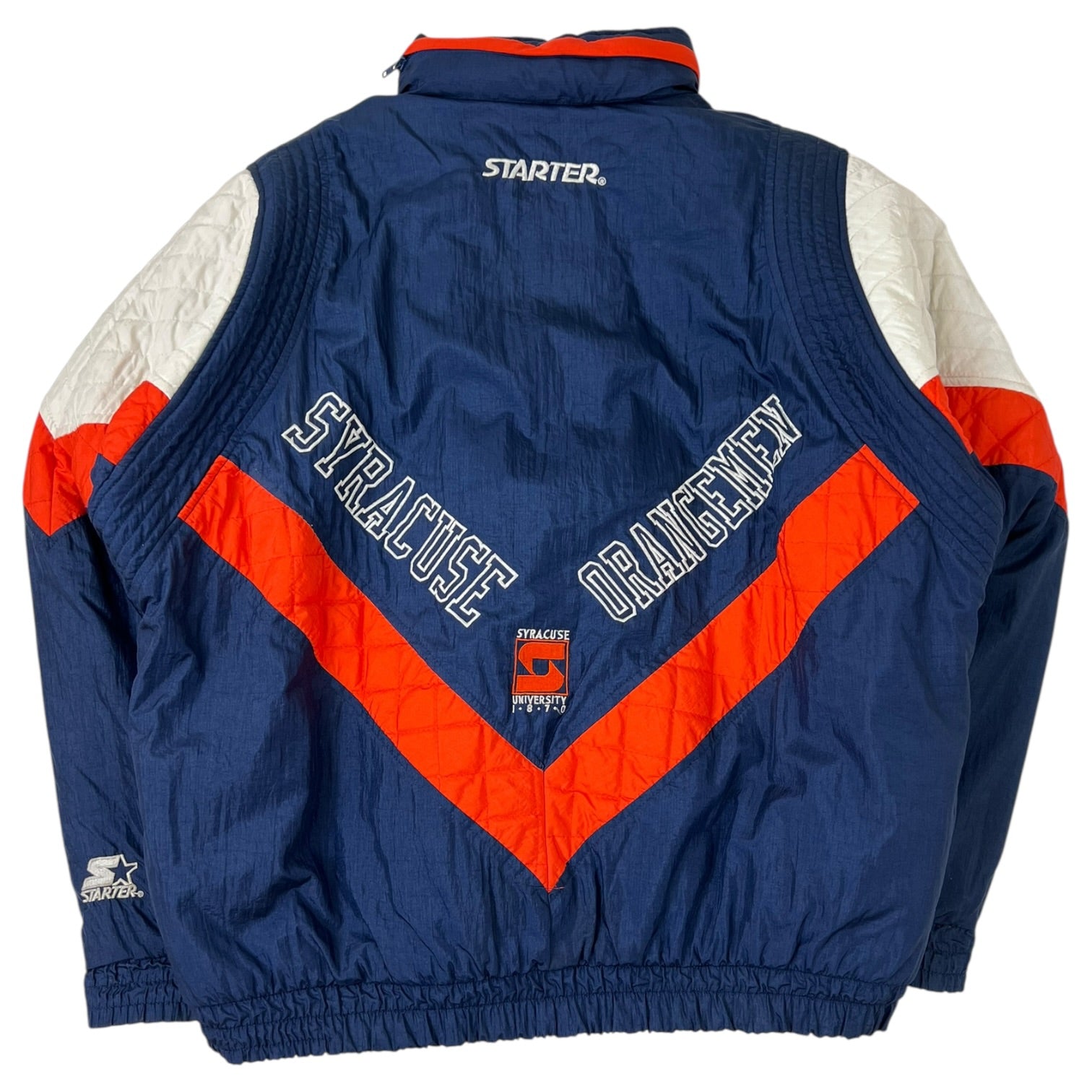 Vintage Starter Syracuse University “Orangemen” Nylon Puffer Jacket Navy