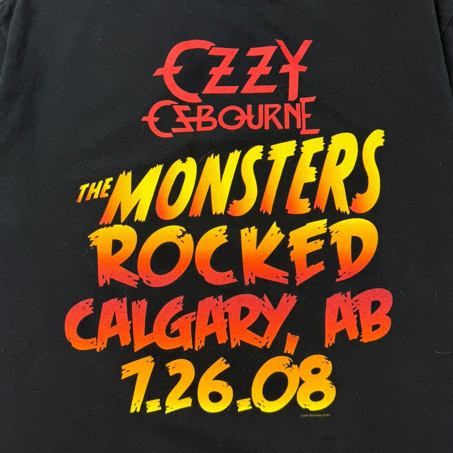 2008 Ozzy Ozbourne ‘The Monsters of Rock’ Calgary Tour T-Shirt Black