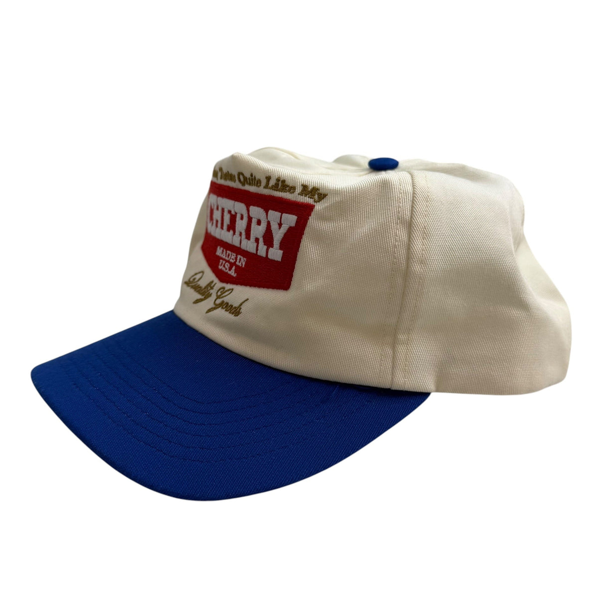 (W) Cherry LA Chevron 5 Panel Hat Cream/Blue