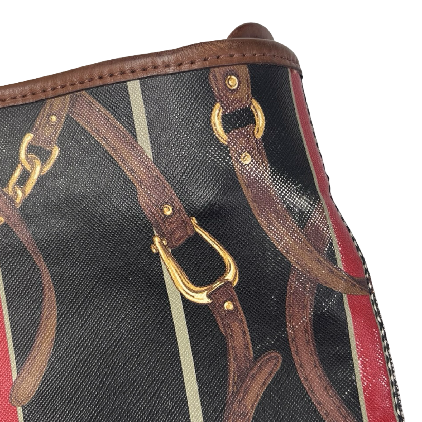 (W) Lauren Ralph Lauren Equestrian Print Satchel Bag Black