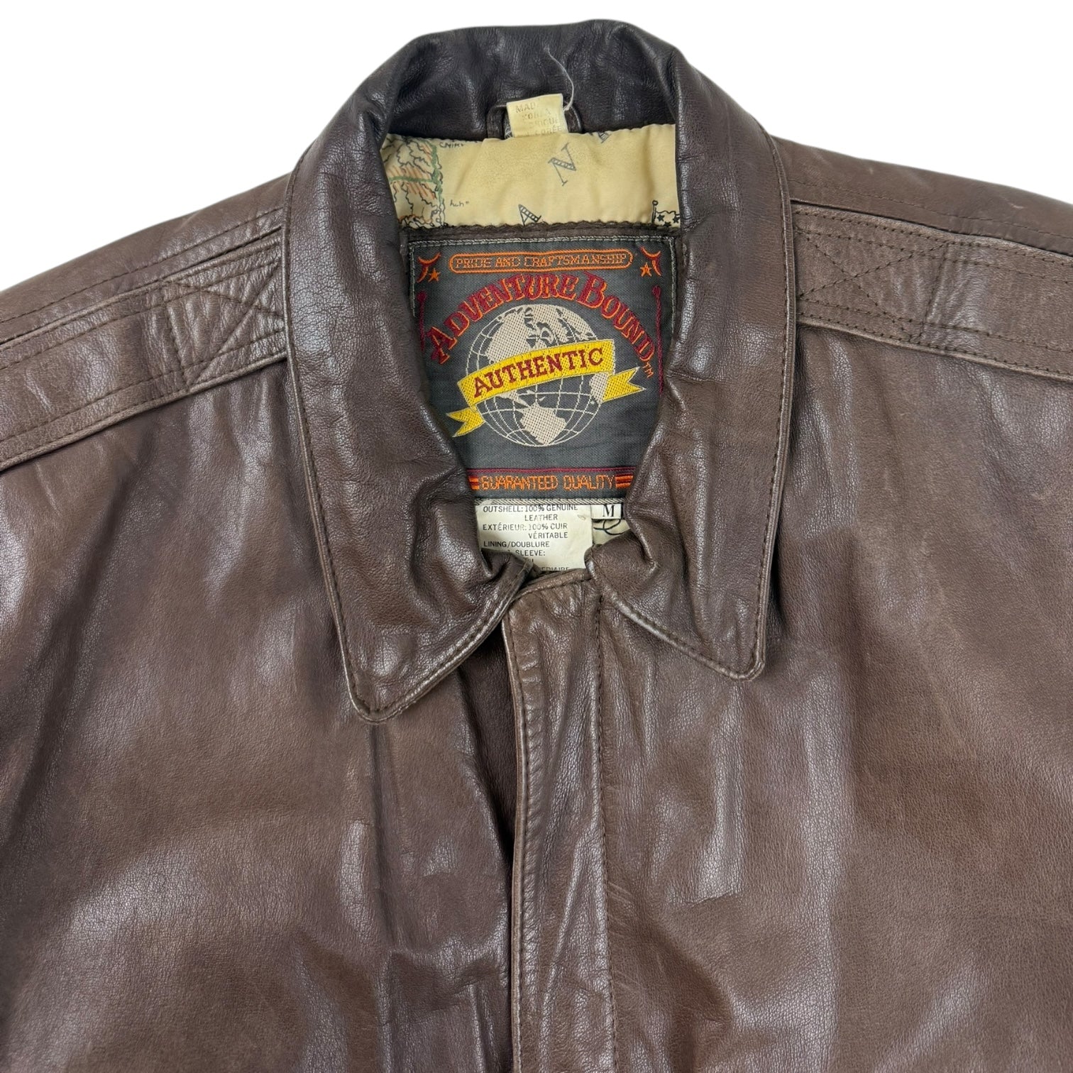 Vintage Adventure Bound Leather Bomber Jacket Brown