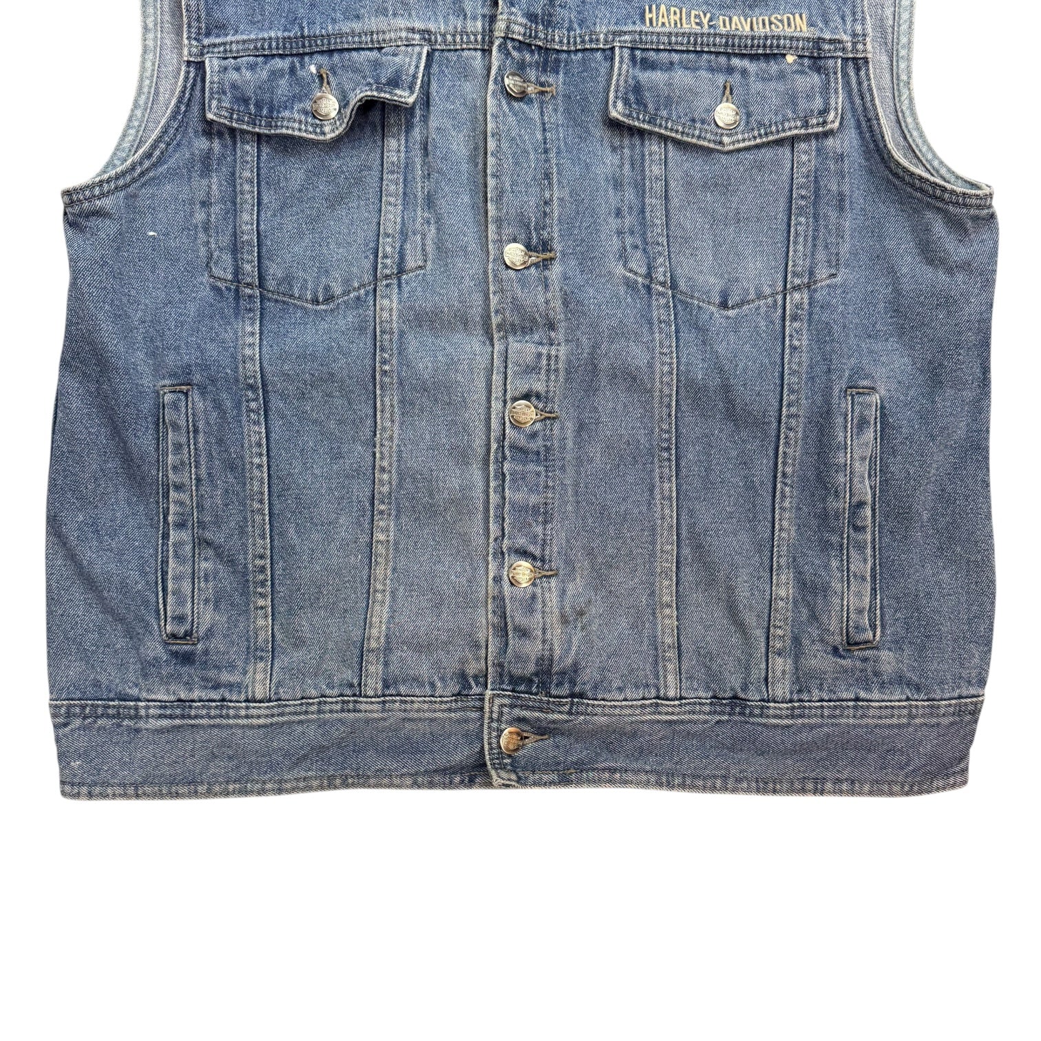 Vintage Harley Davidson Denim Biker Vest