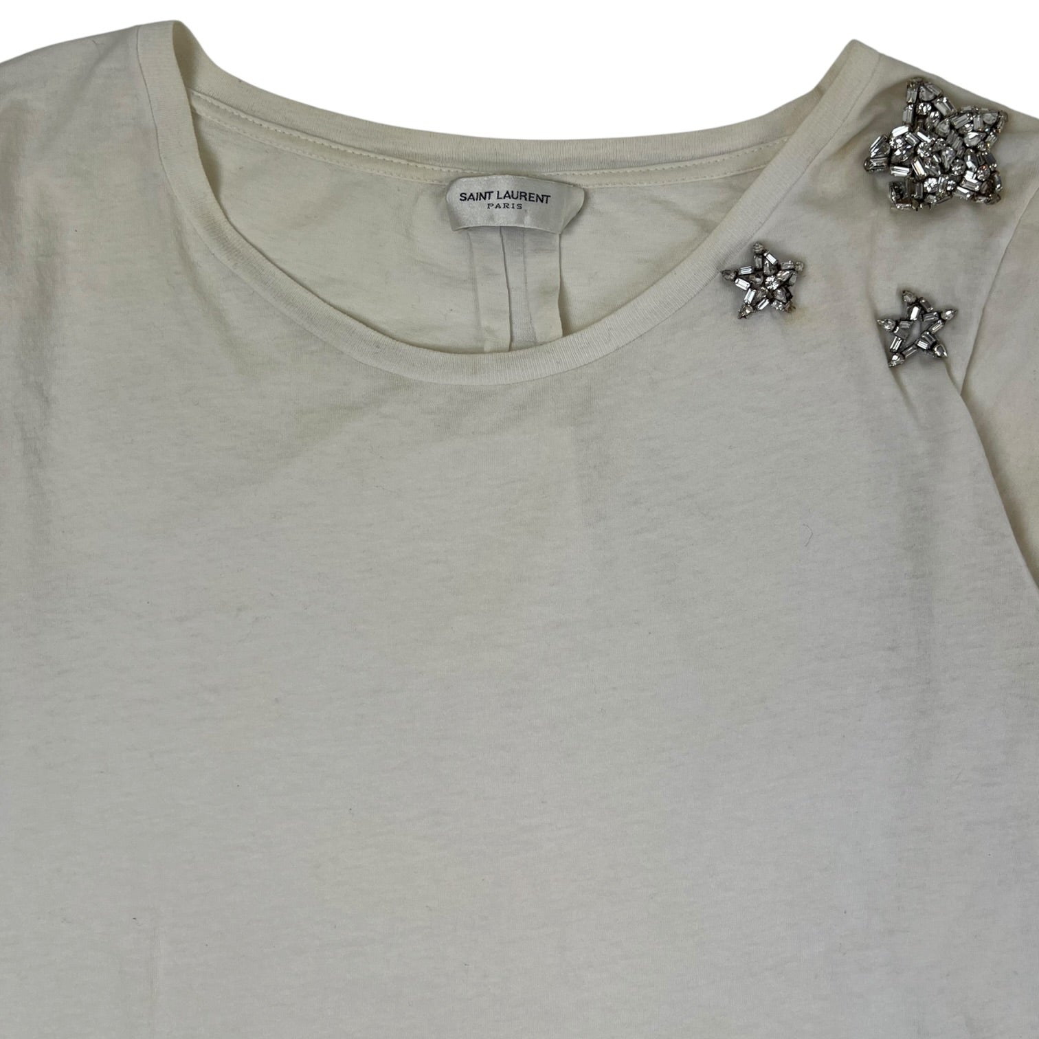 (W) Saint Laurent Crystal Star T-Shirt White