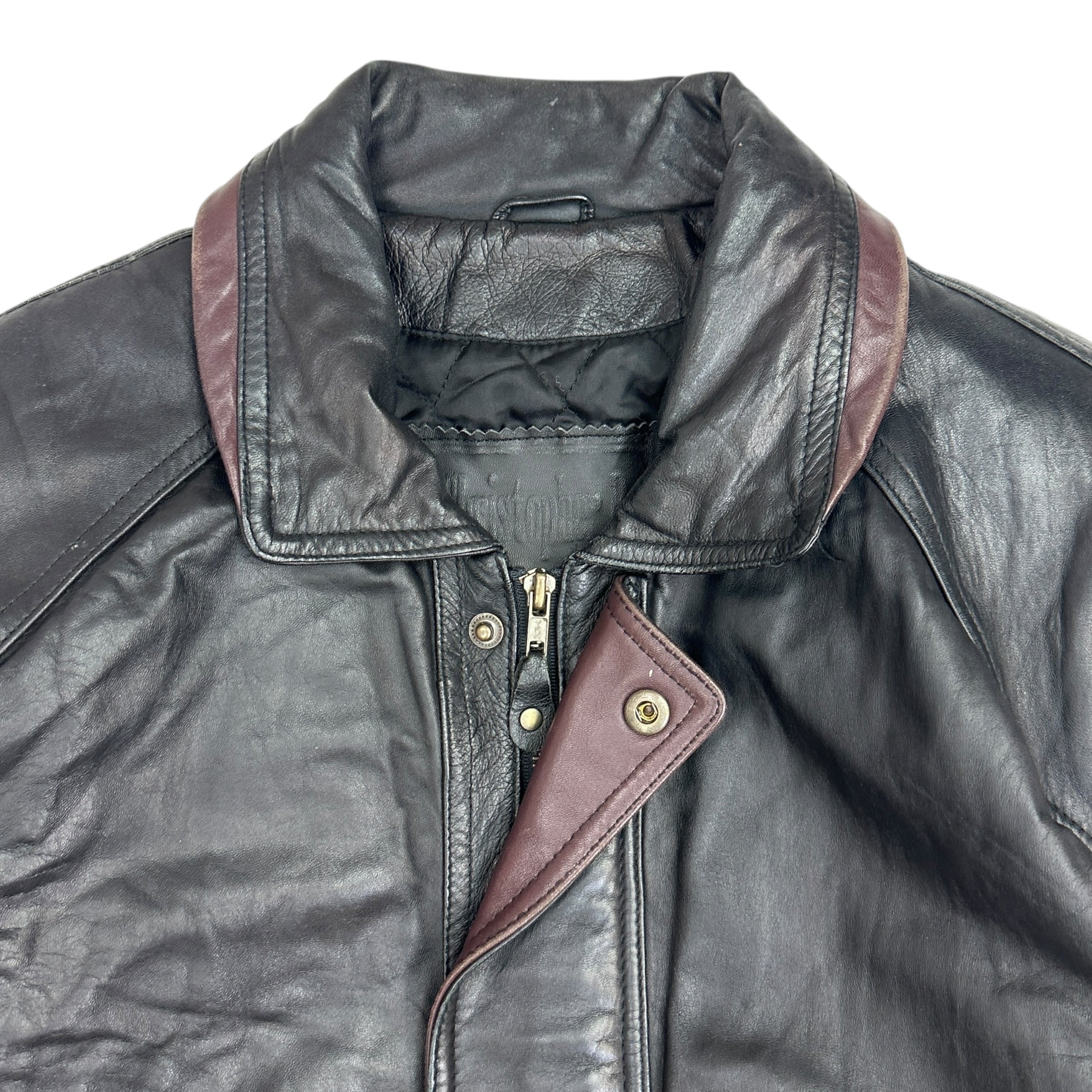 Vintage Christopher Rand Leather Bomber Black/Burgundy