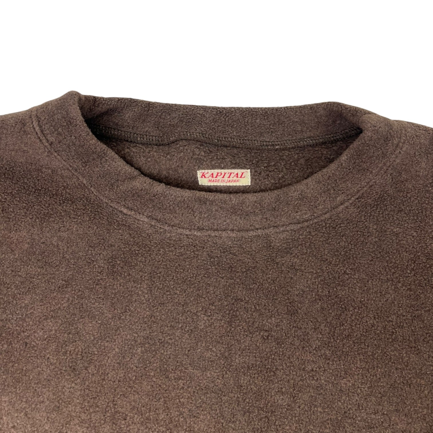 Kapital Reverse Fleece Big Crew Sweatshirt Brown