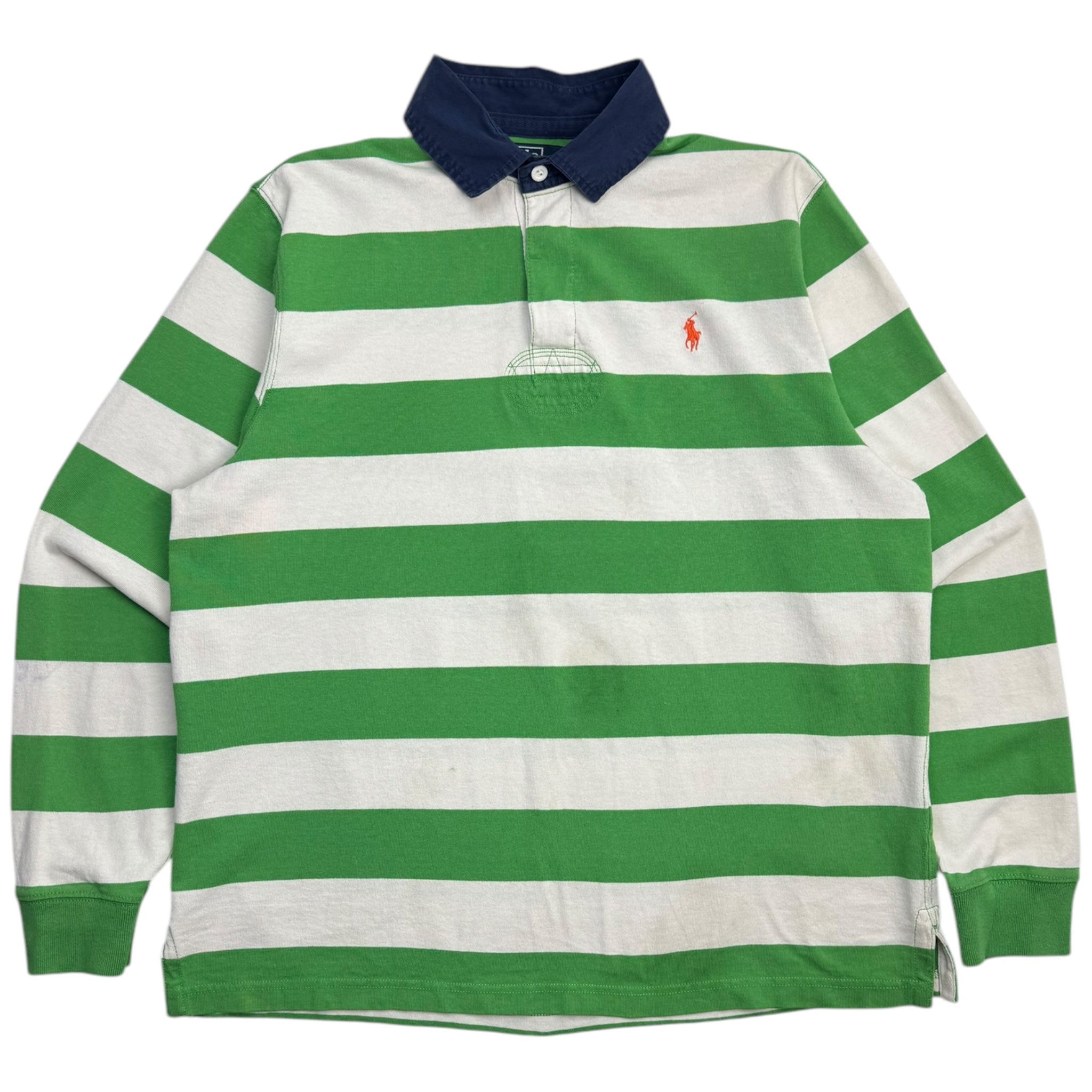 Vintage Polo Ralph Lauren Striped Collared Rugby Green