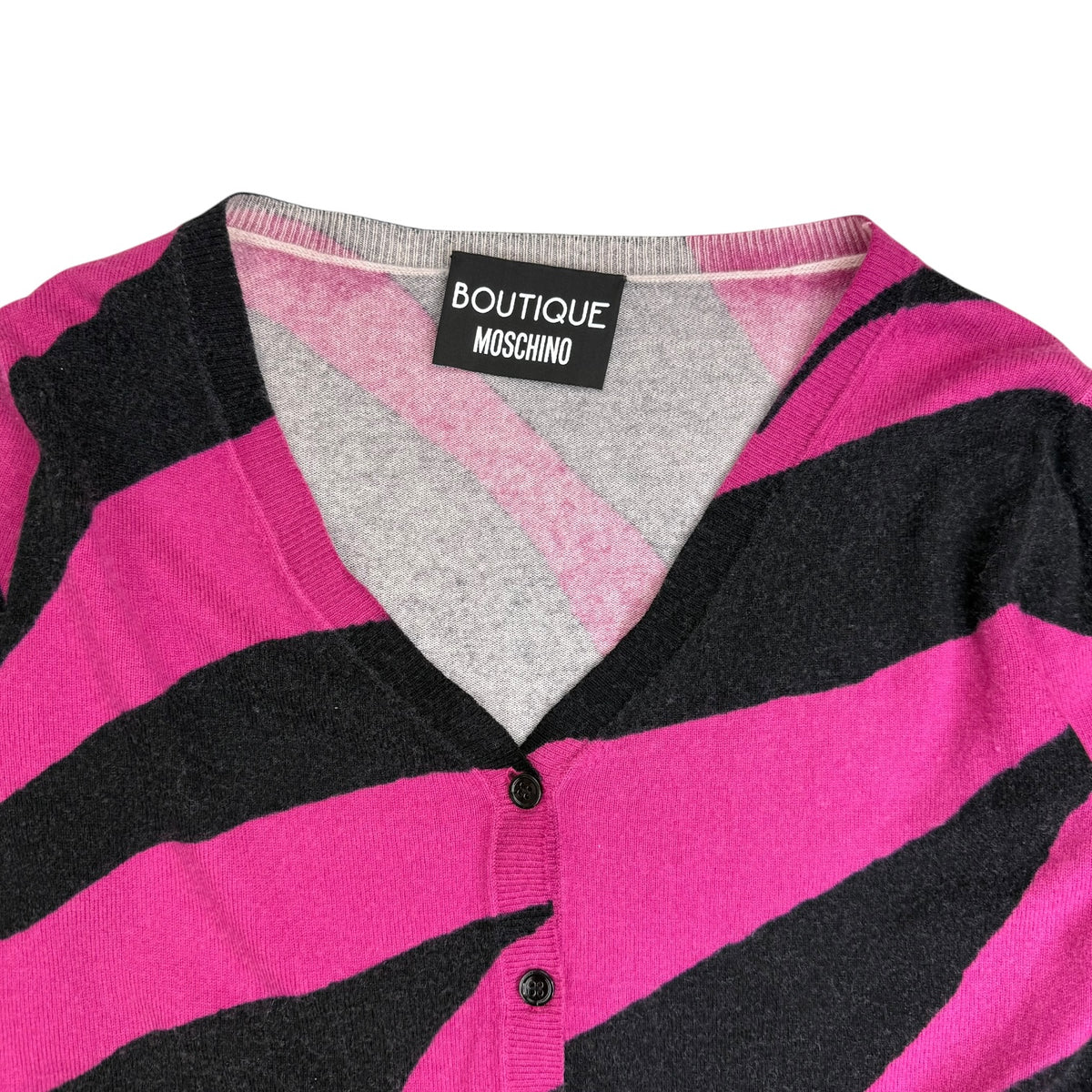 (W) Moschino Boutique Zebra Print Cardigan Pink/Black