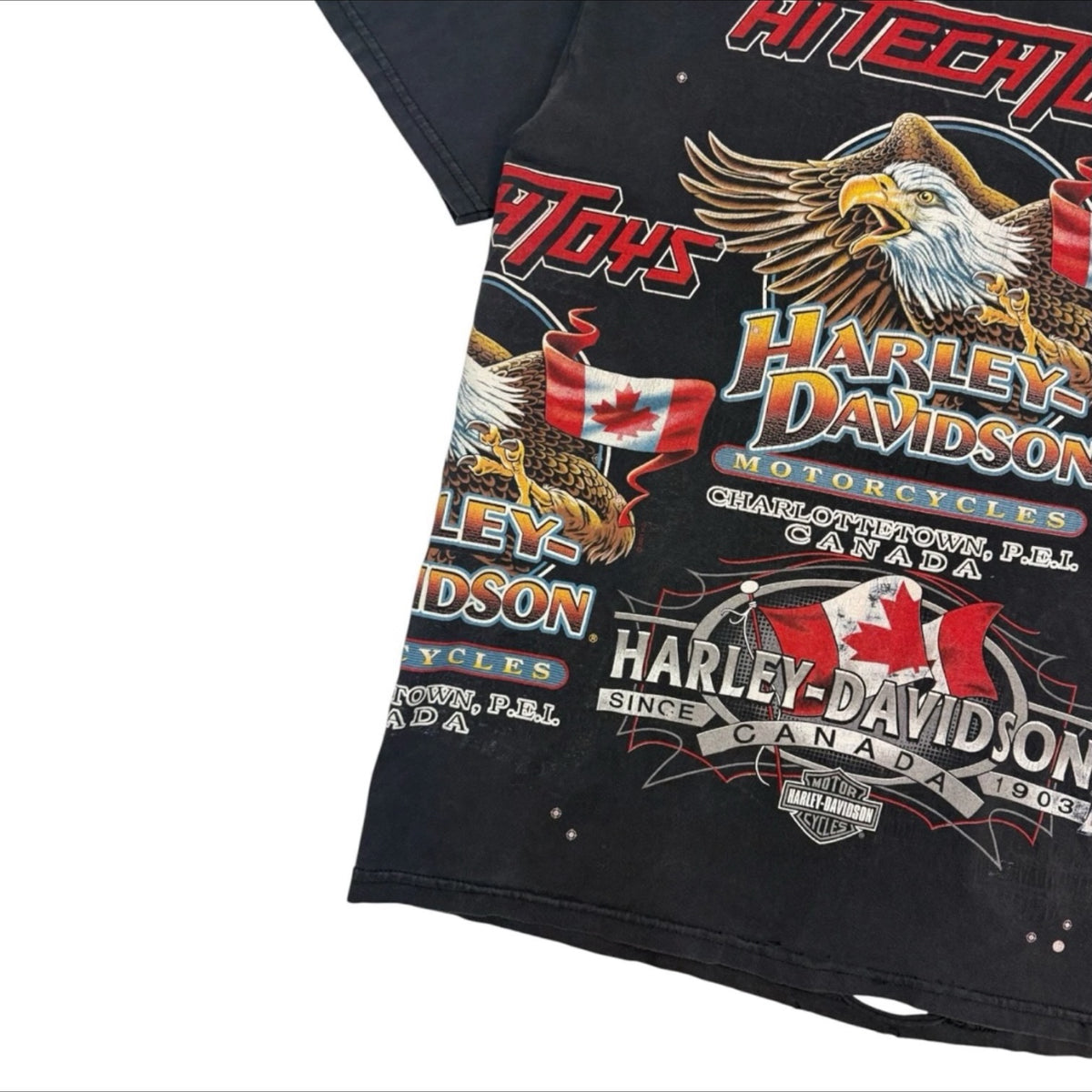 Vintage Harley Davidson Canadian Test Print Double Sided Tee Black