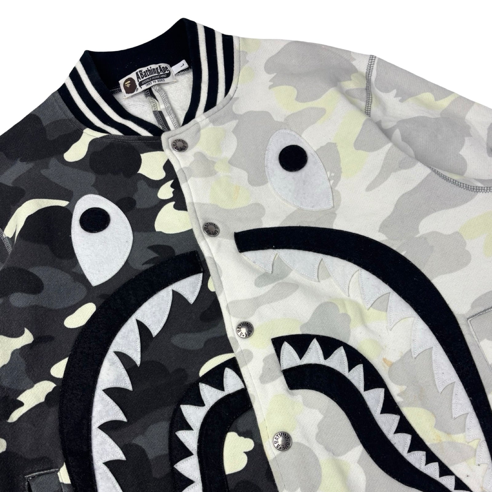 A Bathing Ape City Camo Shark Sweat Varsity Jacket