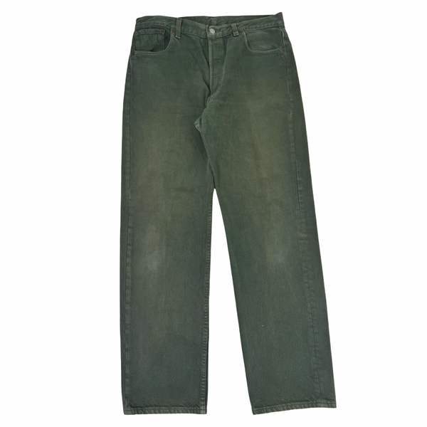 Vintage Levi's 501 Garment-Dyed Olive Green Denim Jeans