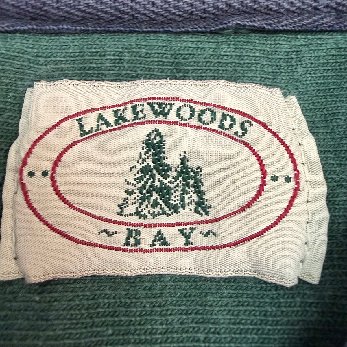 Vintage Lakewoods Bay Striped Rugby Polo Green/Navy