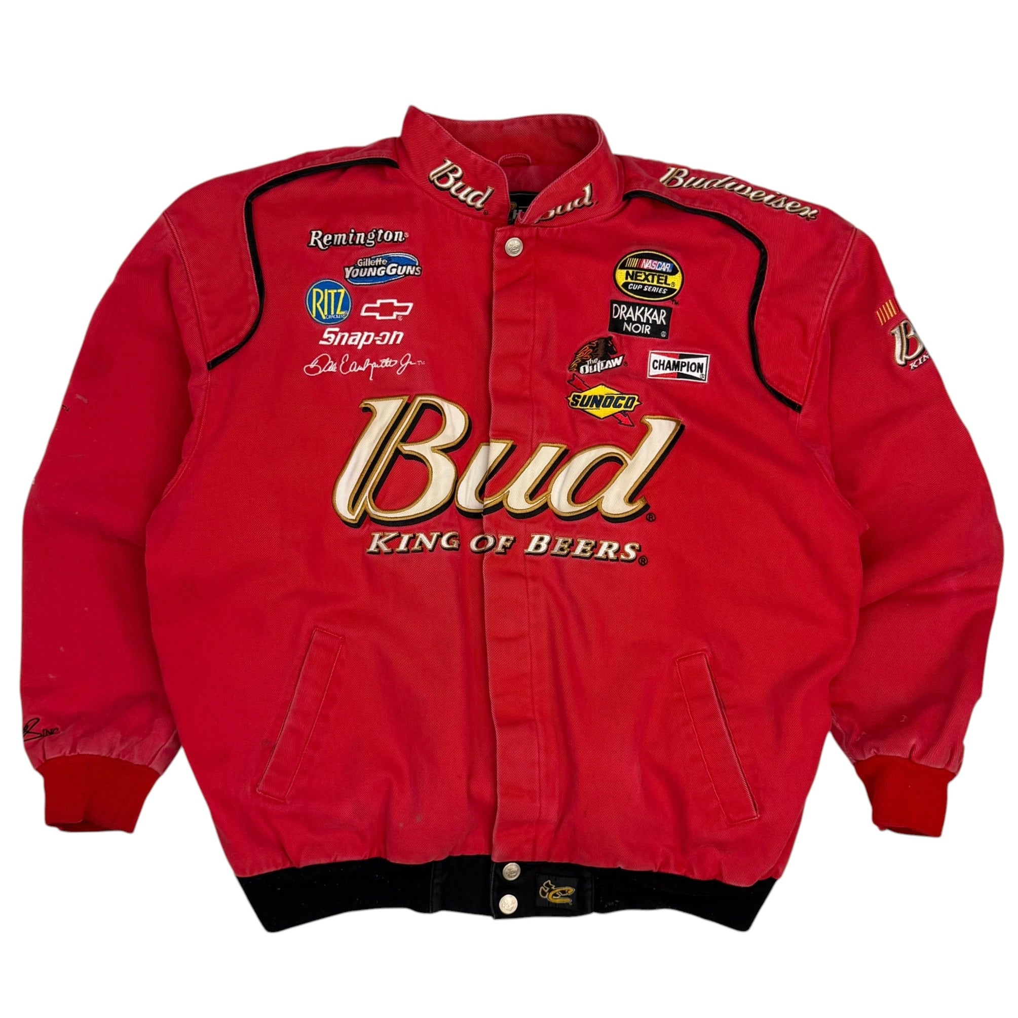 Vintage Chase Authentics Drivers Line Dale Earnhardt Jr Bud King Of Beers Racing Jacket Red