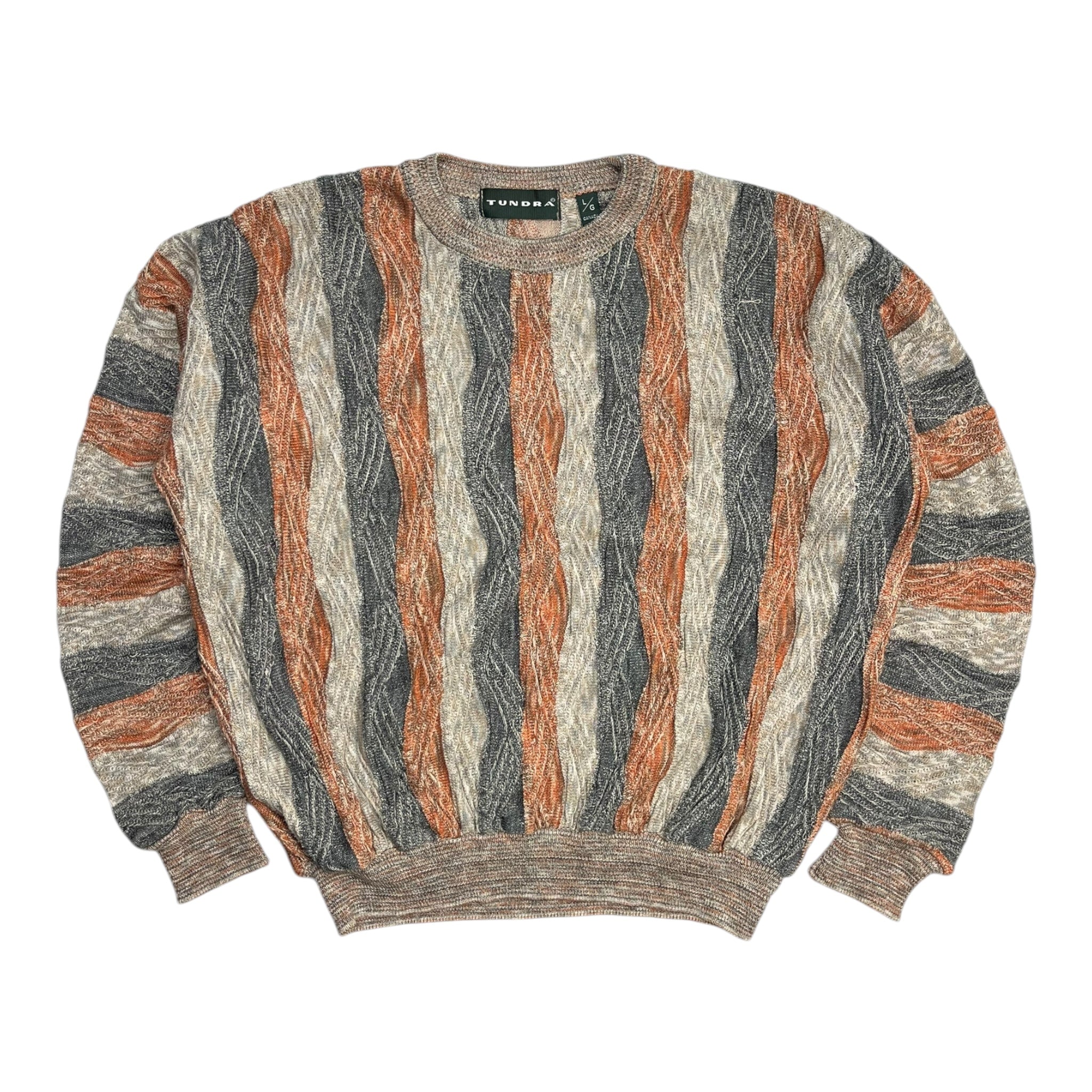 Vintage Tundra Textured Wavy Knit Orange/Grey