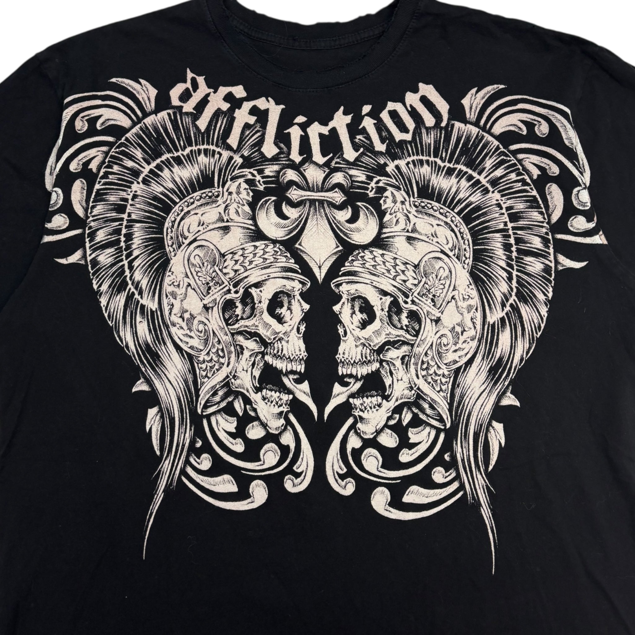 Vintage Y2K Affliction 2 Skulls Mike Whitehead T-Shirt