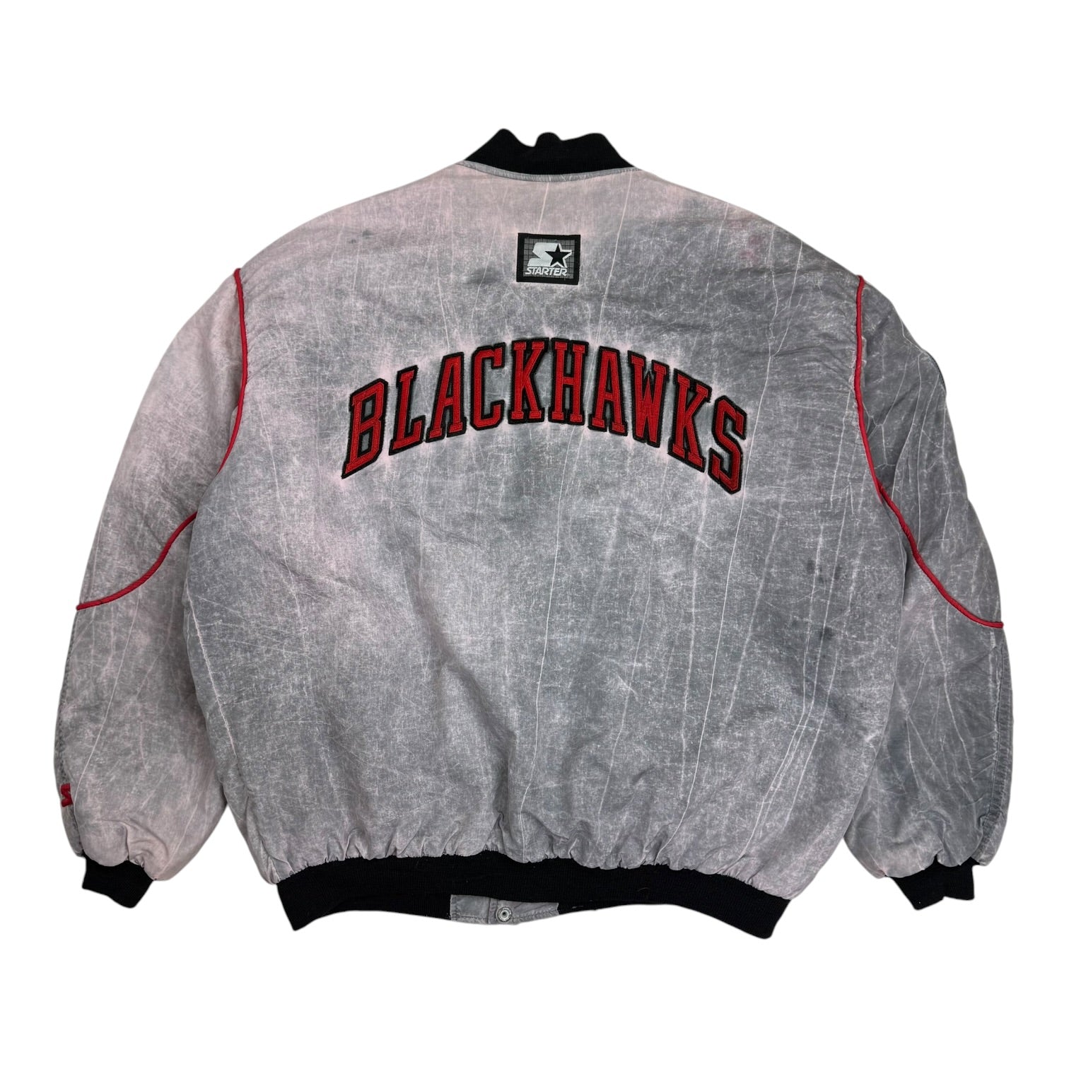 Vintage Starter Chicago Blackhawks Acid Wash Jacket Grey