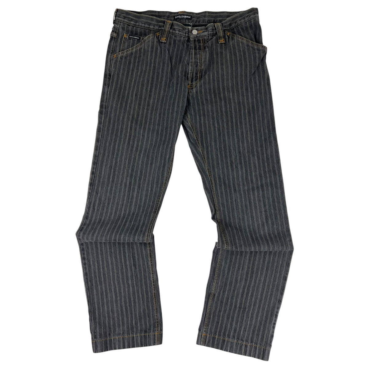 Vintage Dolce & Gabbana Denim Straight-Leg Jeans Pinstripe