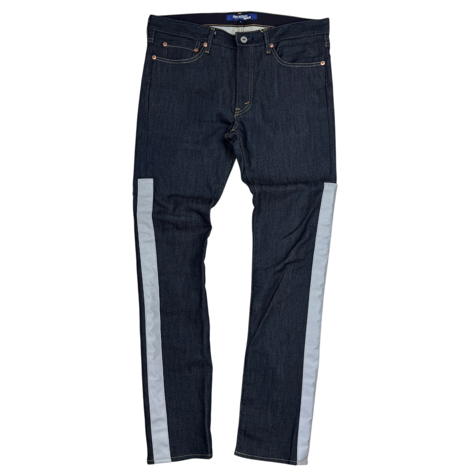 Junya Watanabe MAN Reflective Tape Denim Pants Dark Wash