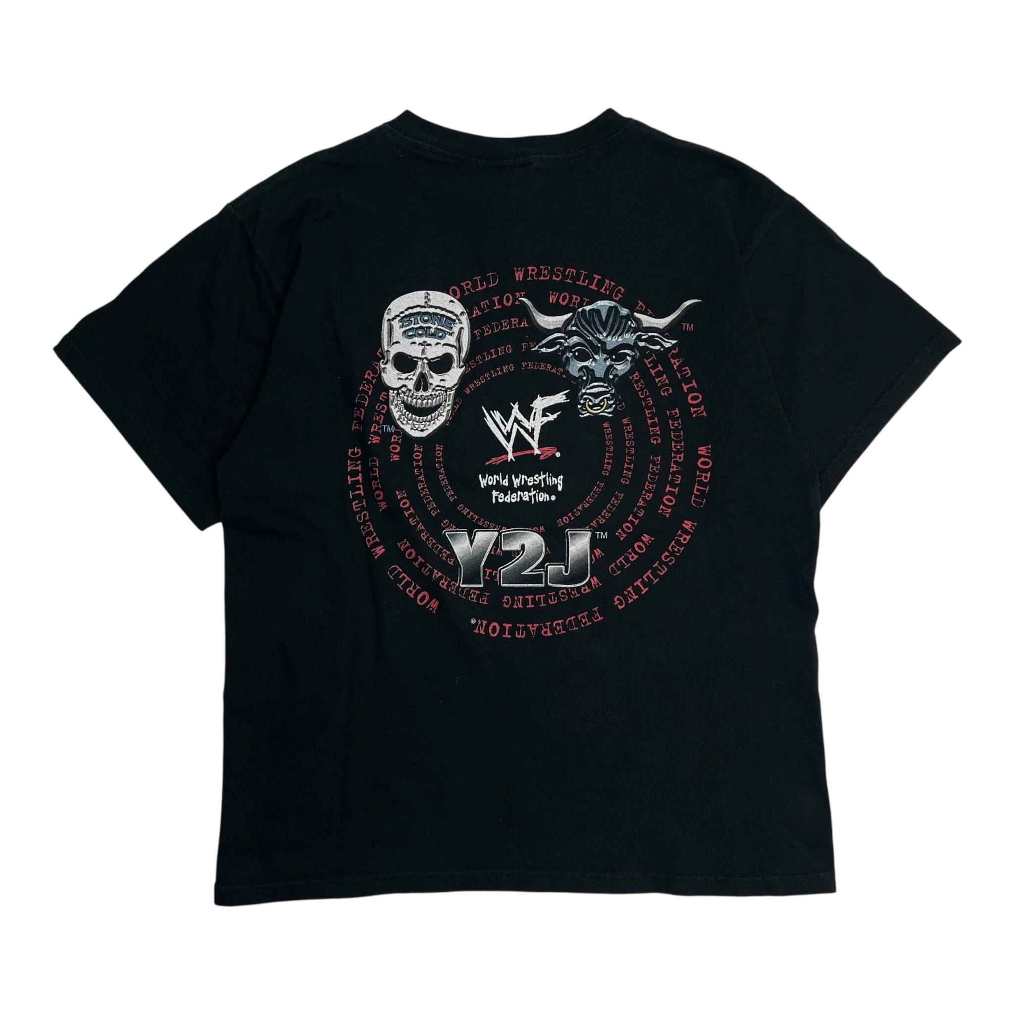2000 WWF Y2J Steve Austin, The Rock, Chris Jericho T-Shirt Black