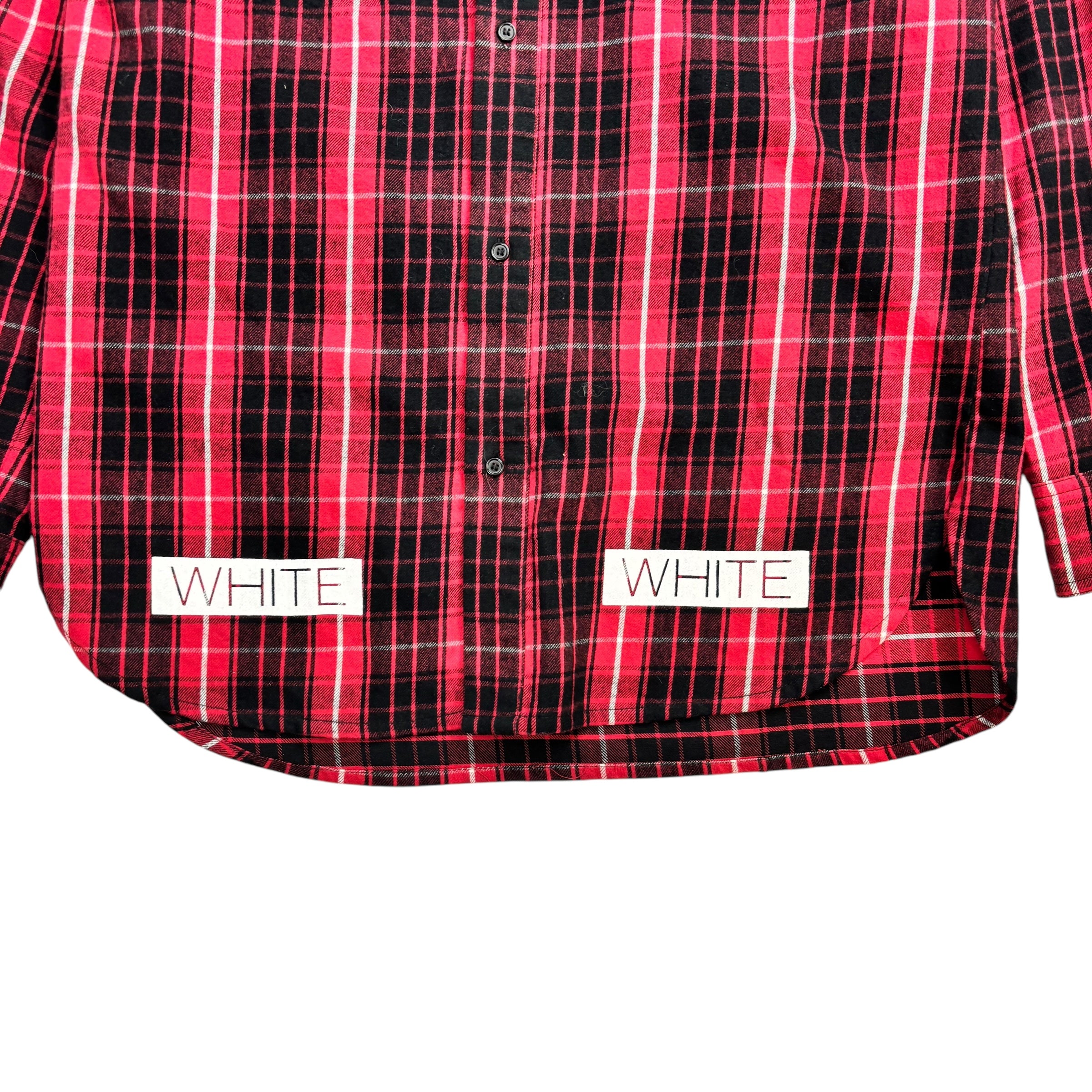 Off-White Plaid Flannel Long Sleeve Red