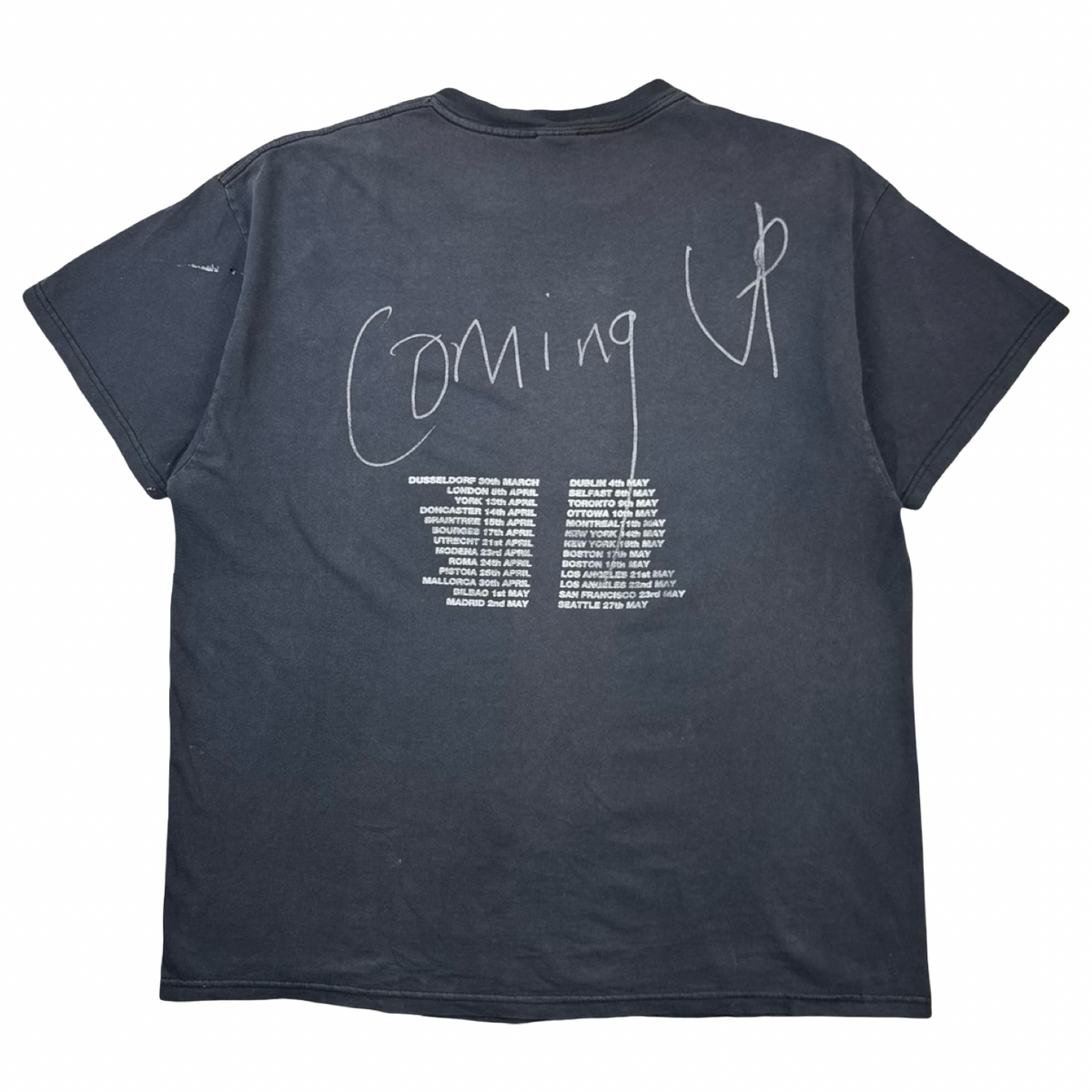 1996 Suede Coming Up Distressed Band T-Shirt Faded Black