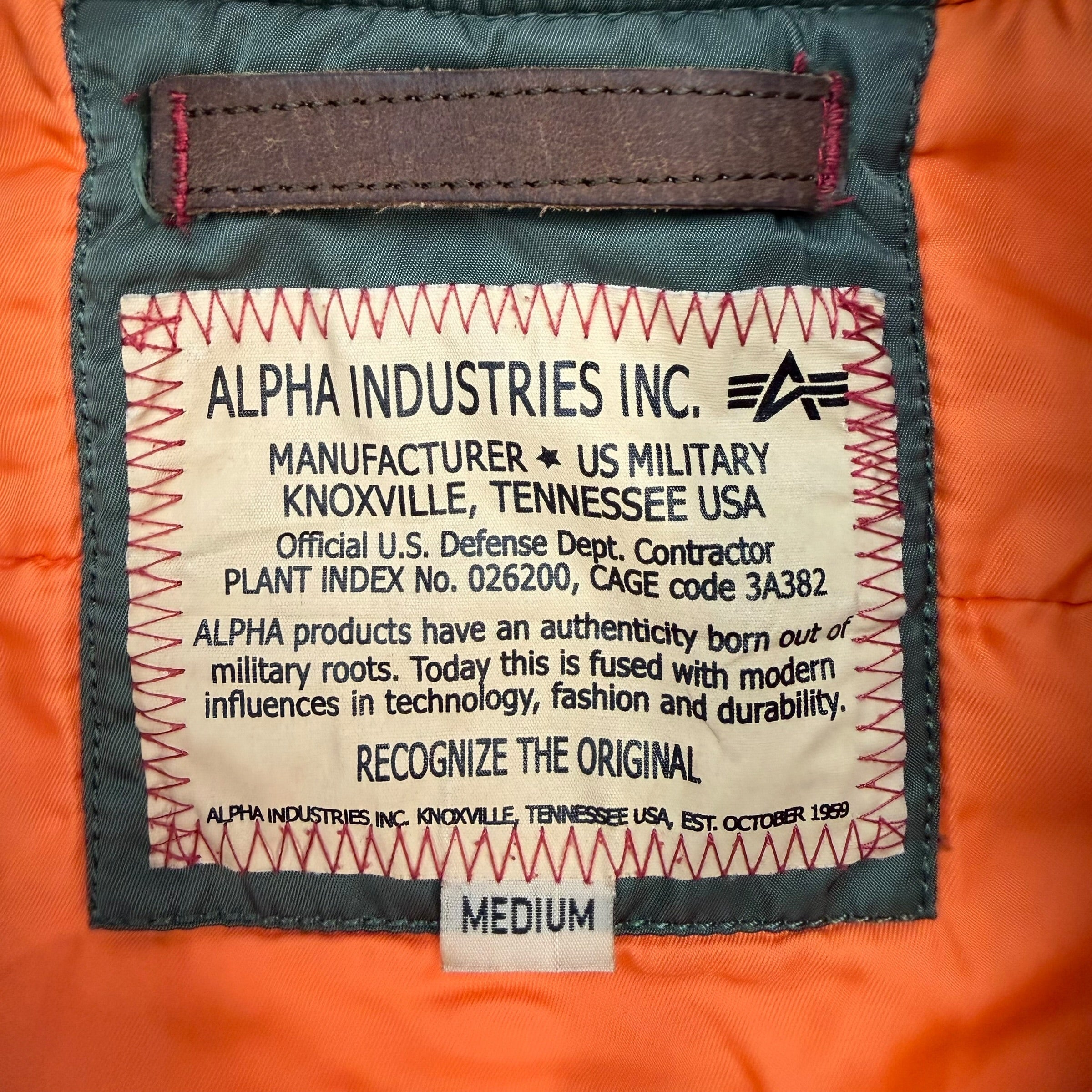 Vintage Alpha Industries MA-1 Bomber Jacket Army Green