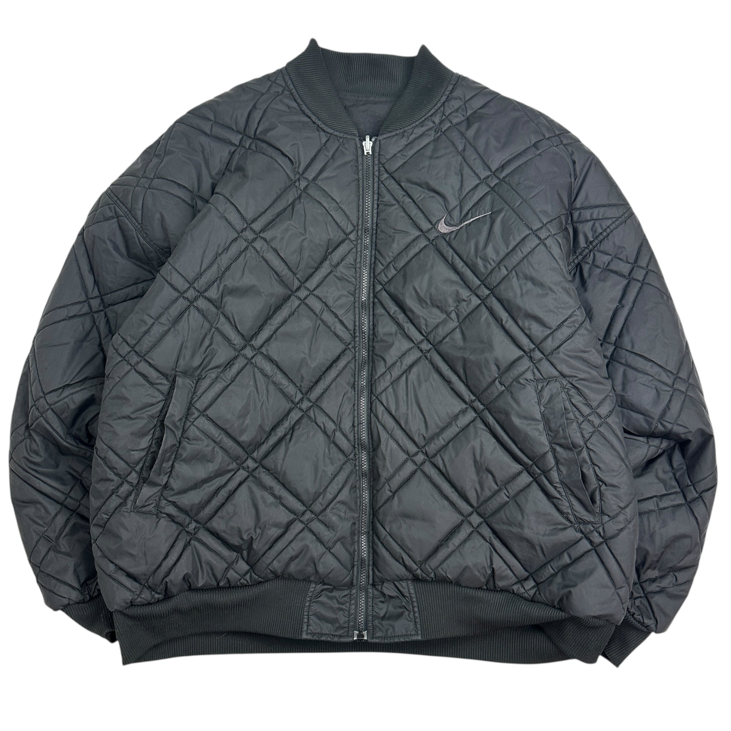 Vintage Nike Reversible Quilted Bomber Jacket Black