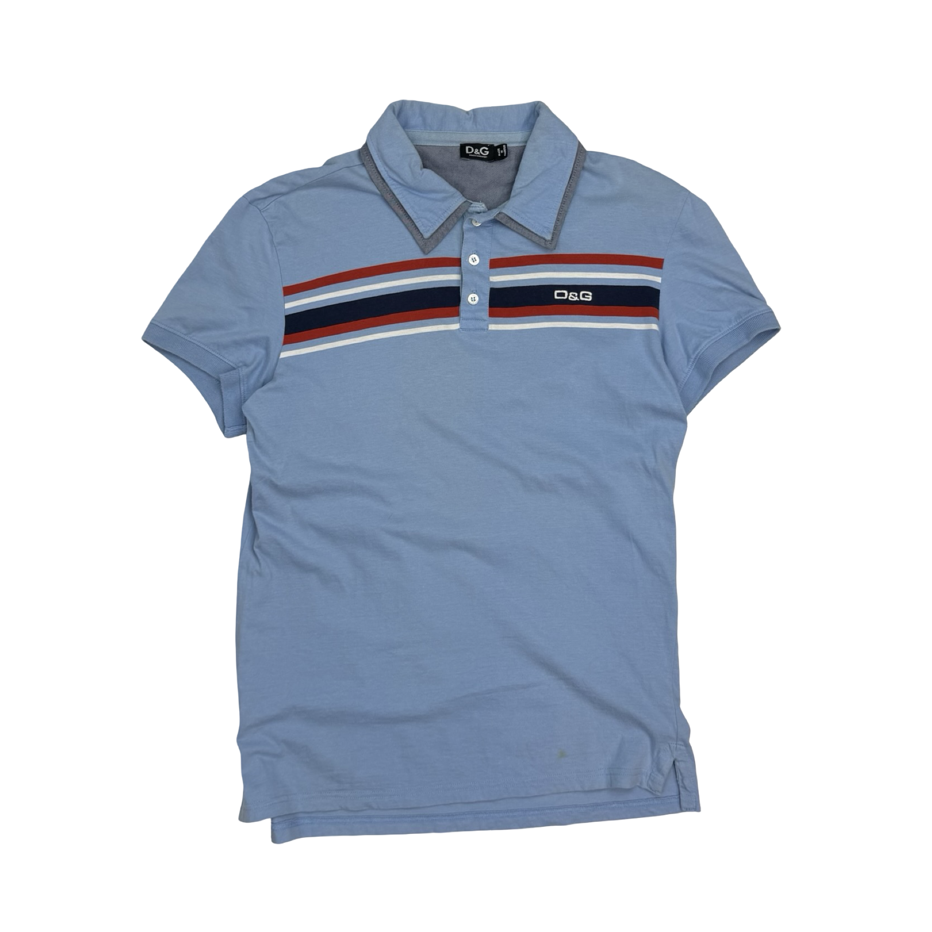 Vintage Dolce & Gabbana Striped Polo Shirt Blue