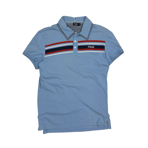 Vintage Dolce & Gabbana Striped Polo Shirt Blue