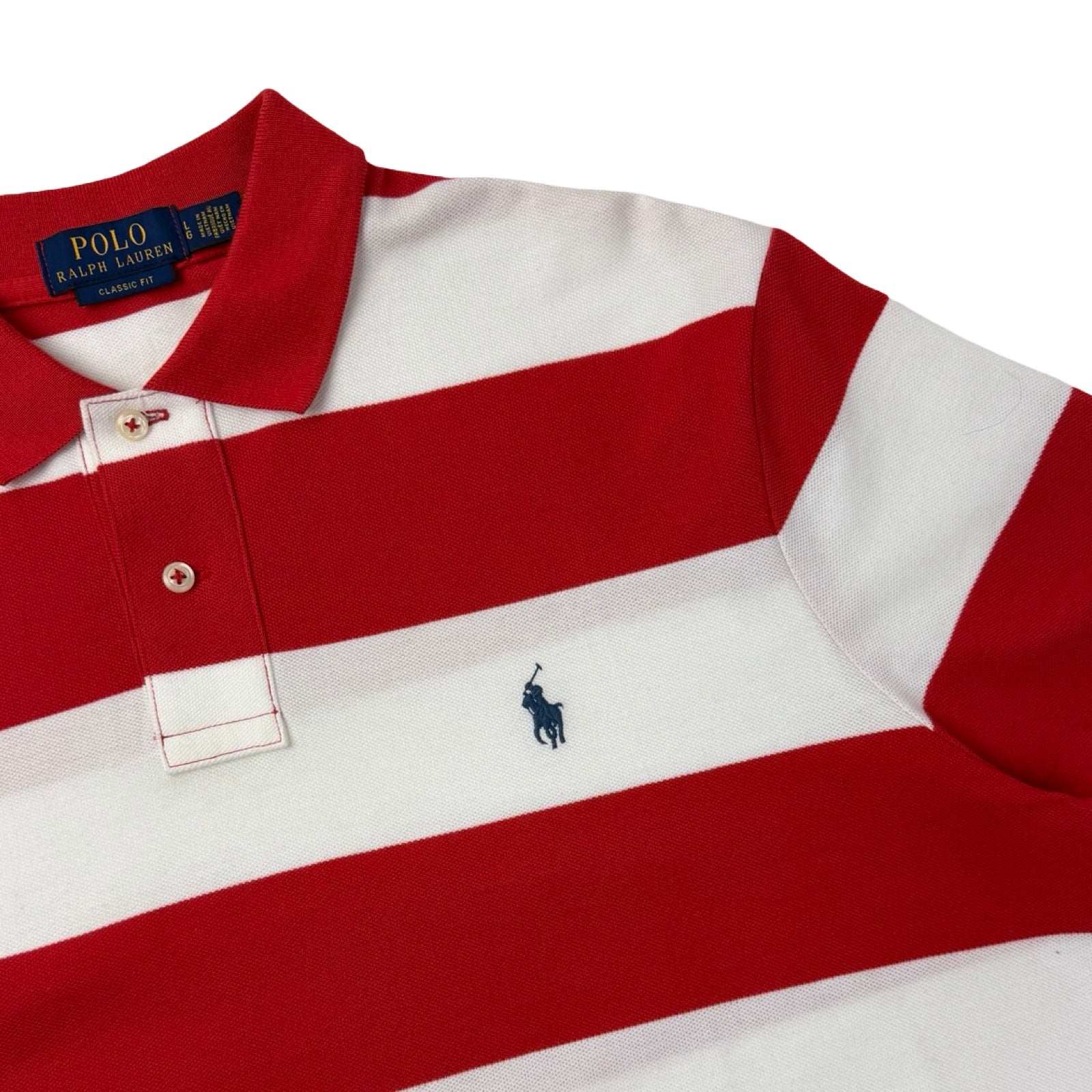 Polo Ralph Lauren Small Pony Striped Polo Red/White