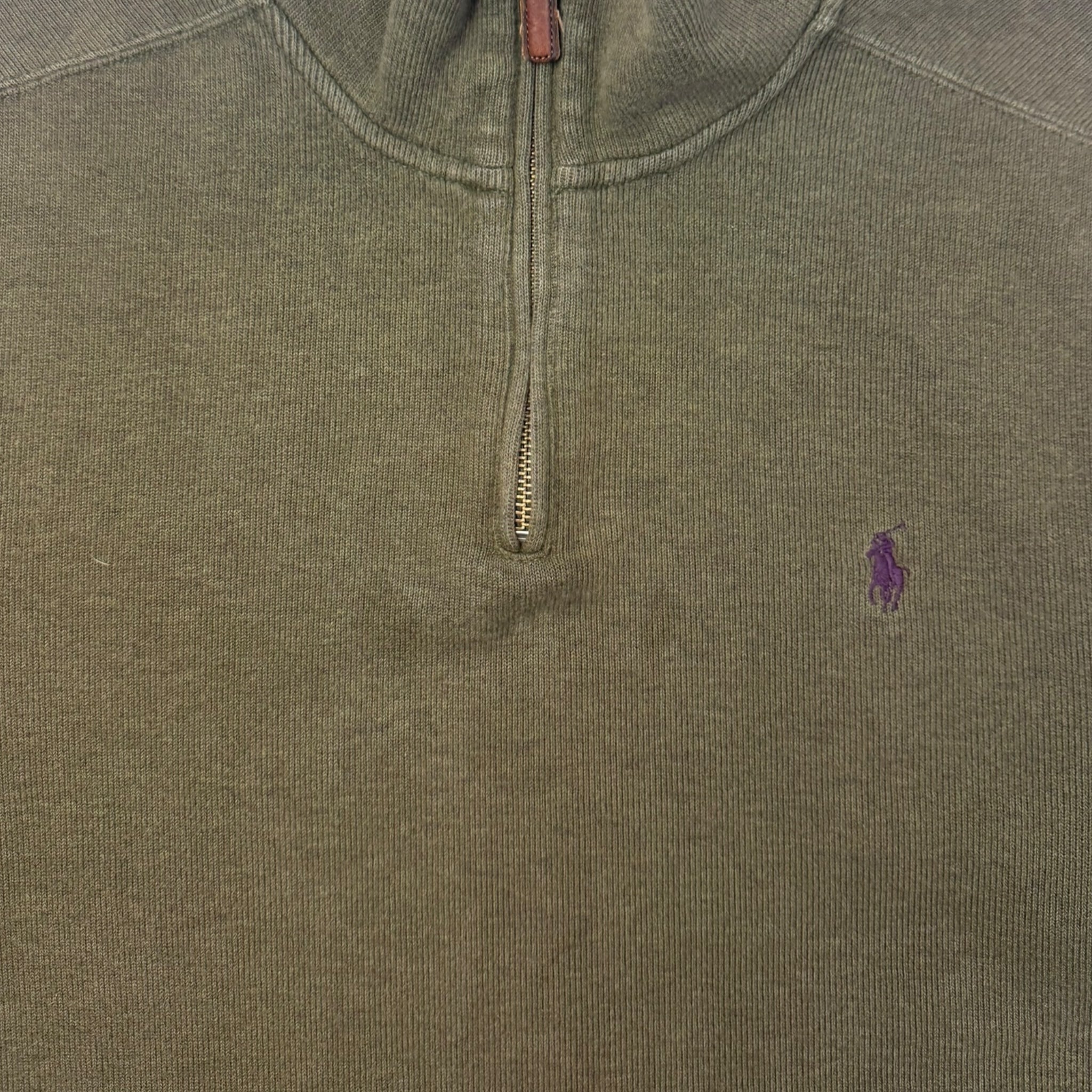 Vintage Polo Ralph Lauren Quarter Zip Sweater Olive