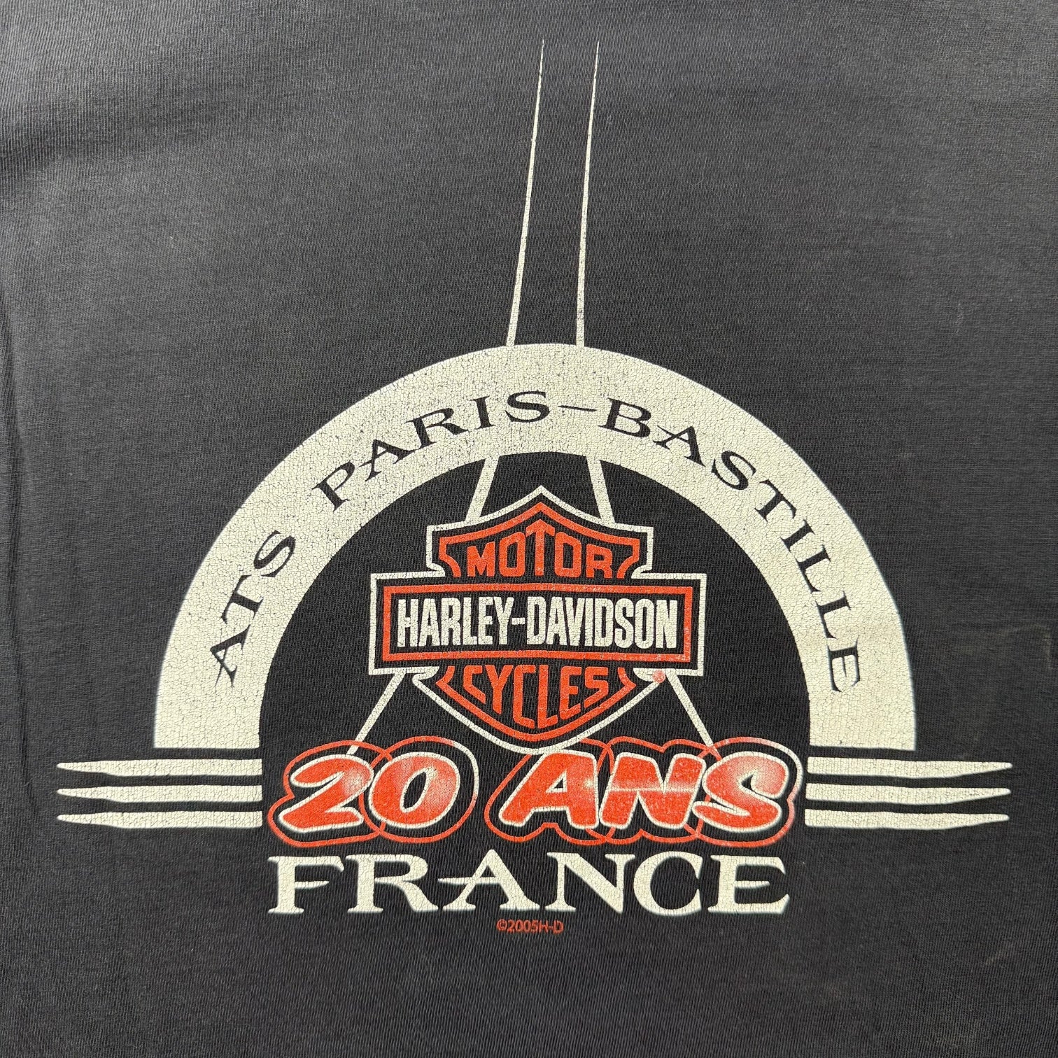 Vintage Harley Davidson Of Paris France Tee Black