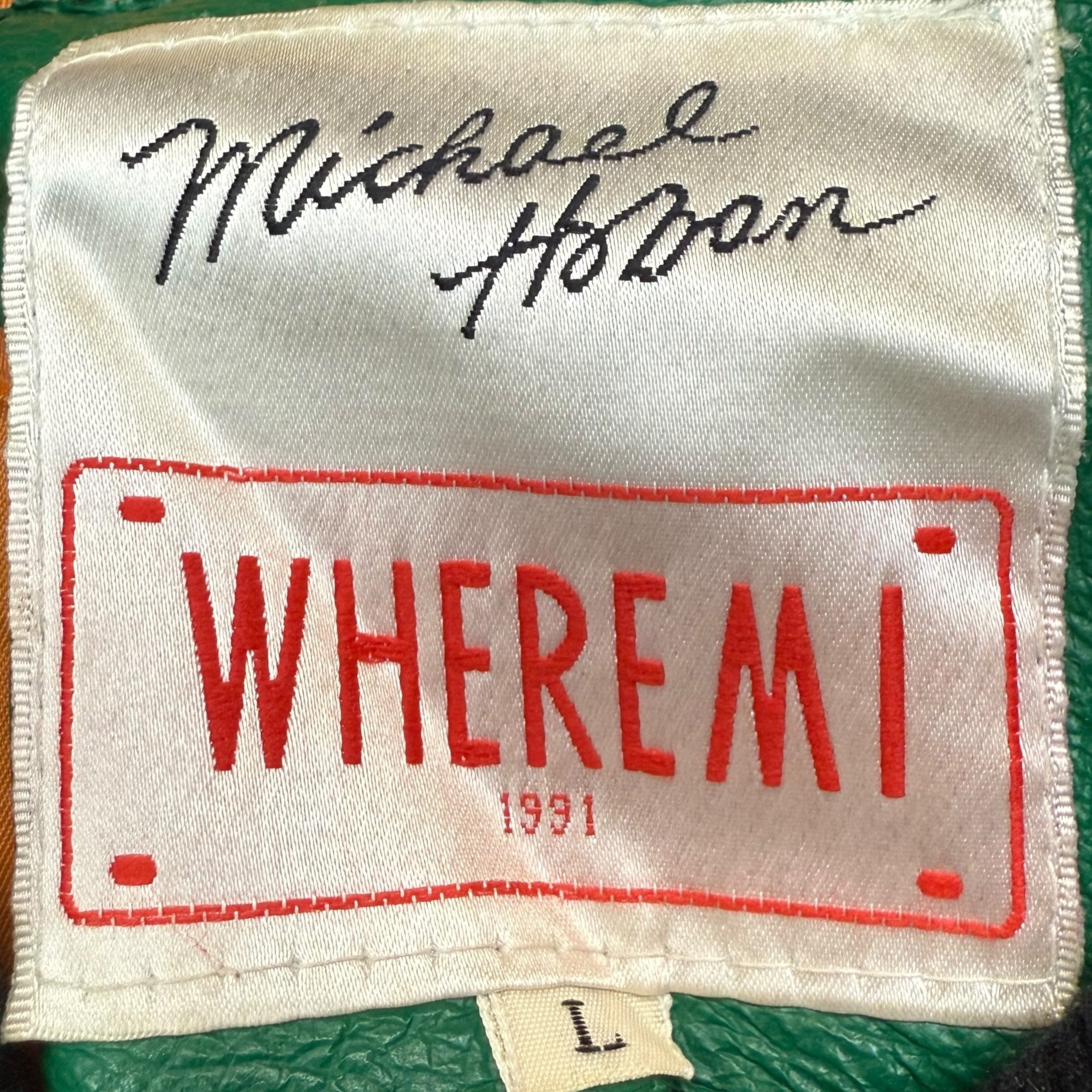 Vintage Michael Hoban Varsity Leather Football Jacket Orange/Green