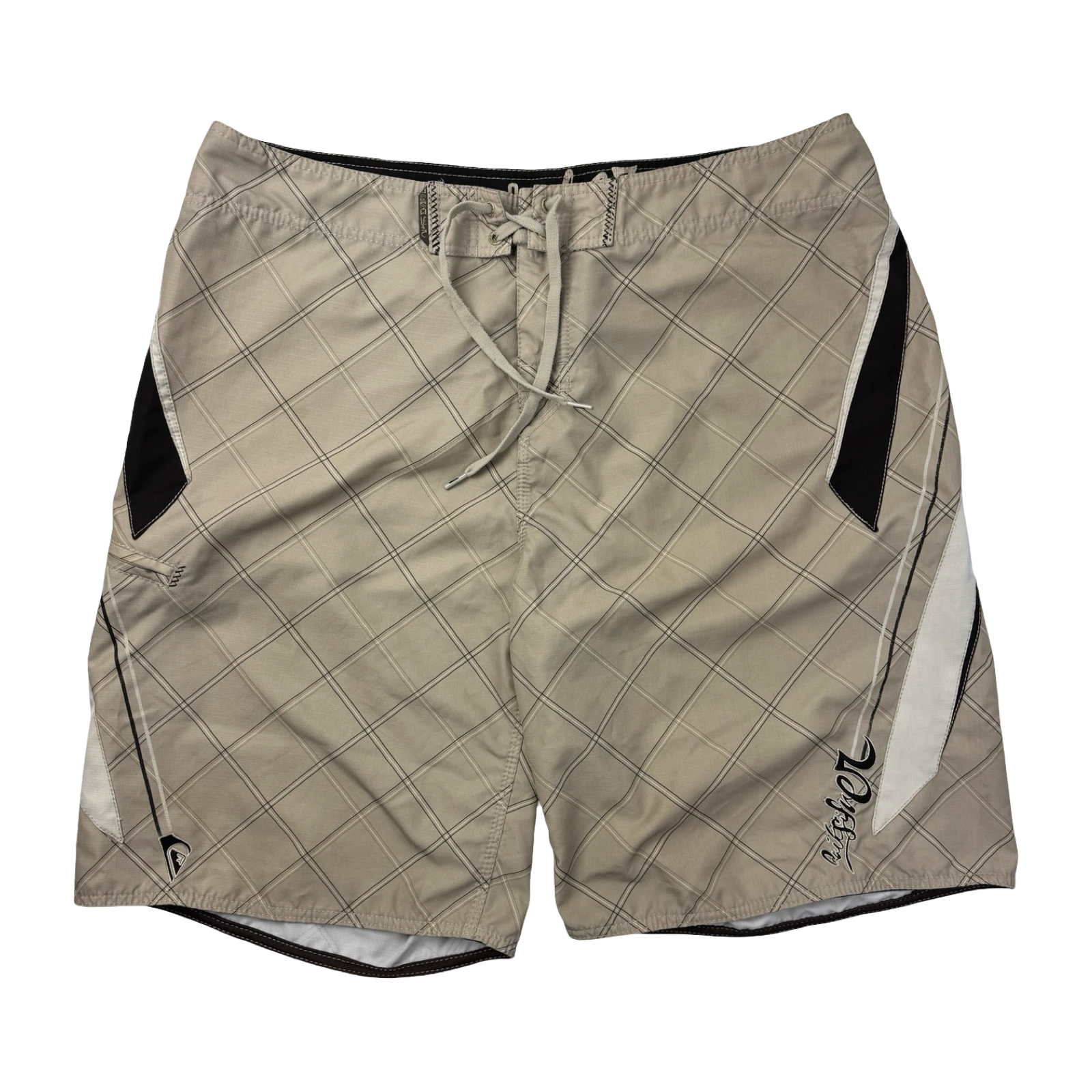 Y2K Quiksilver Embroidered Surf Board Shorts Beige
