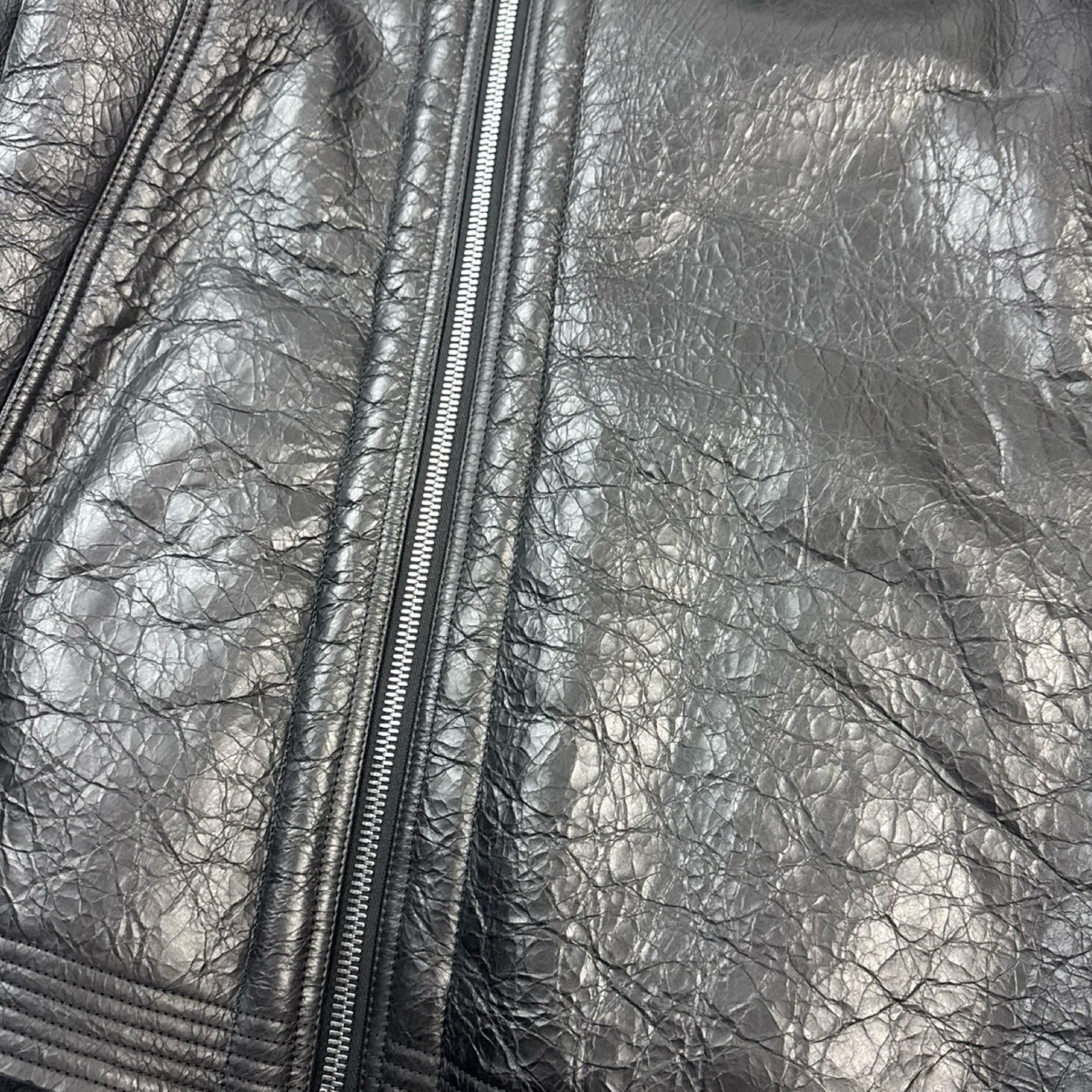 Rick Owens Bauhaus Crackled Genuine Shearling Leather Jacket