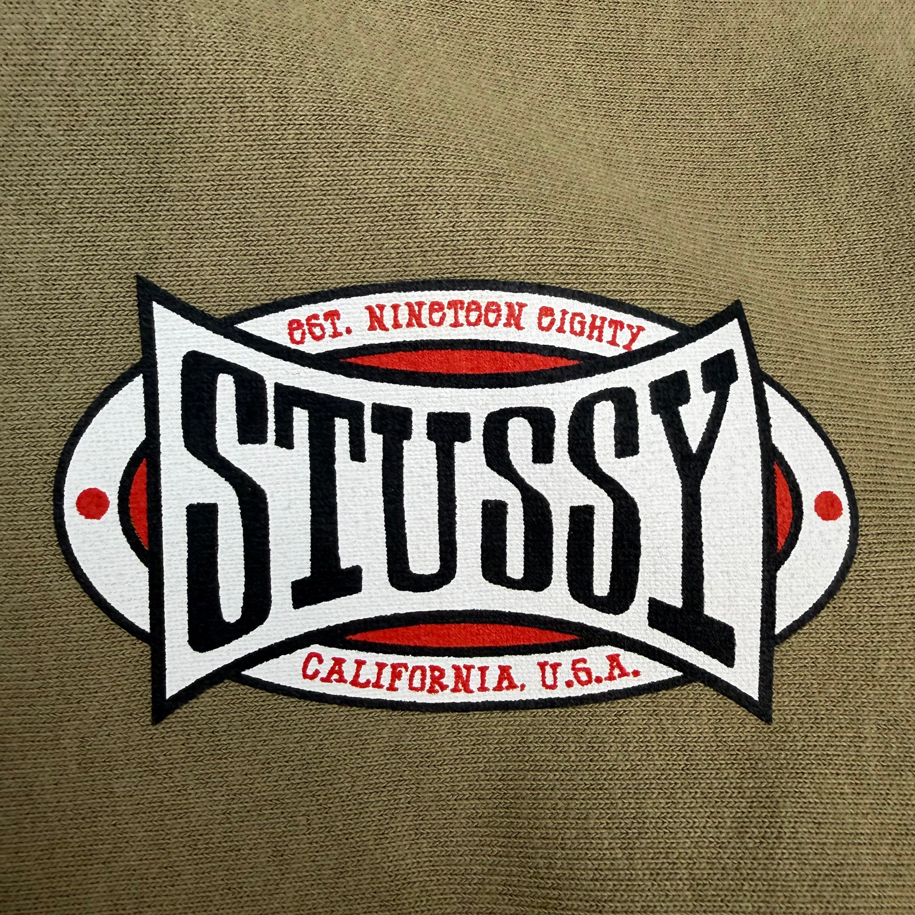 Stussy Champion Oval Zip Up Hoodie Army Green