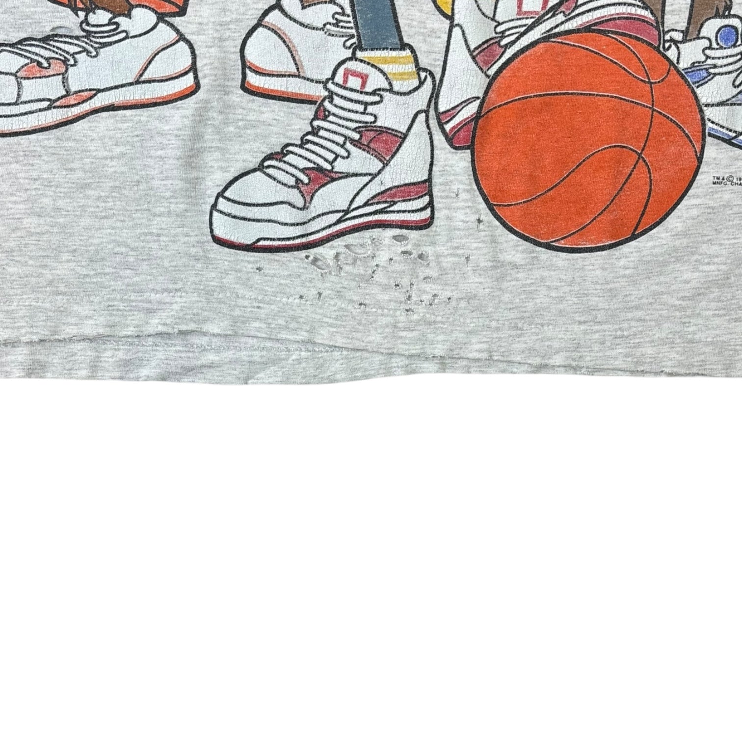 Vintage 1993 Looney Tunes Cross Colours Basketball T-Shirt Grey