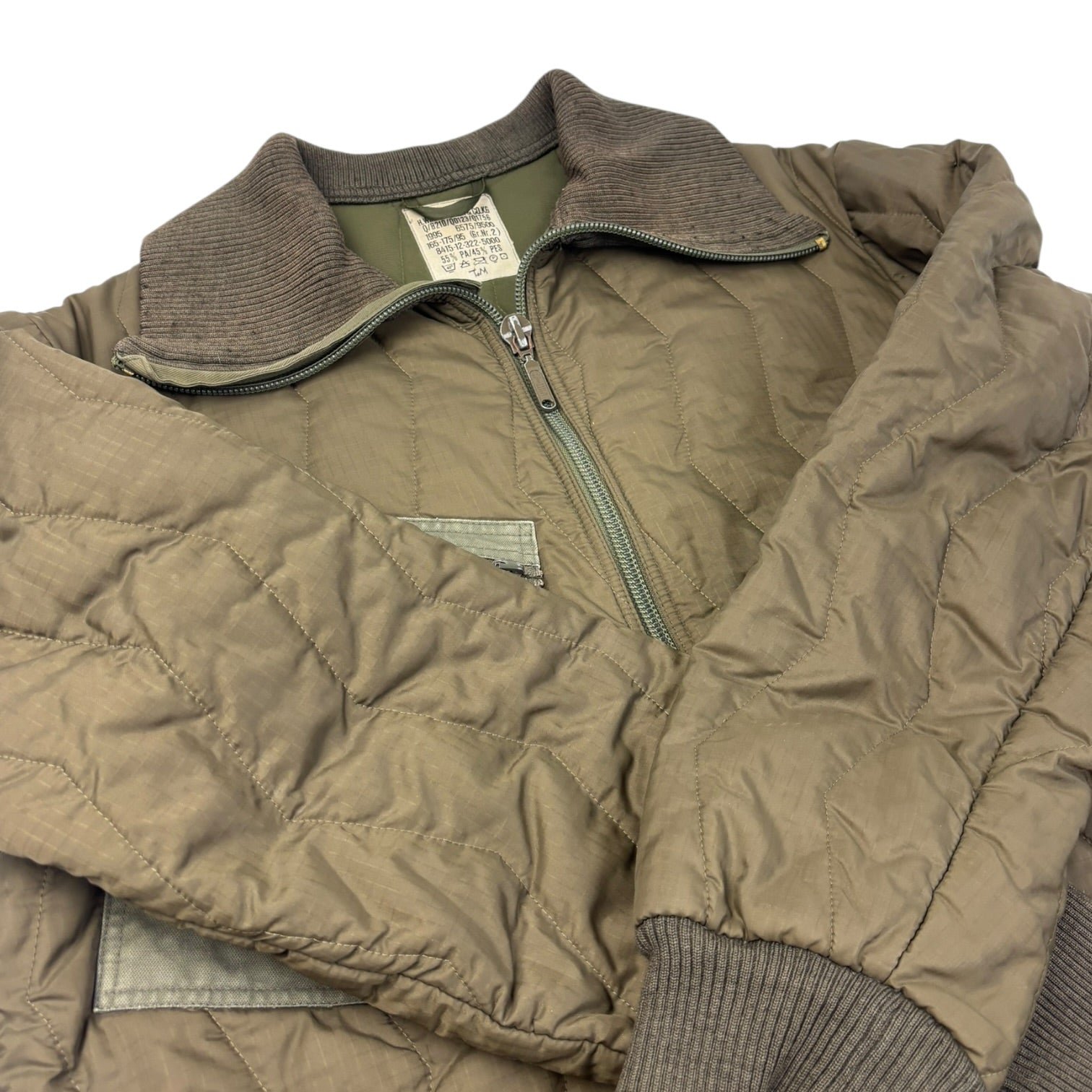 1995 Military Quilted Nylon Jacket Olive Green
