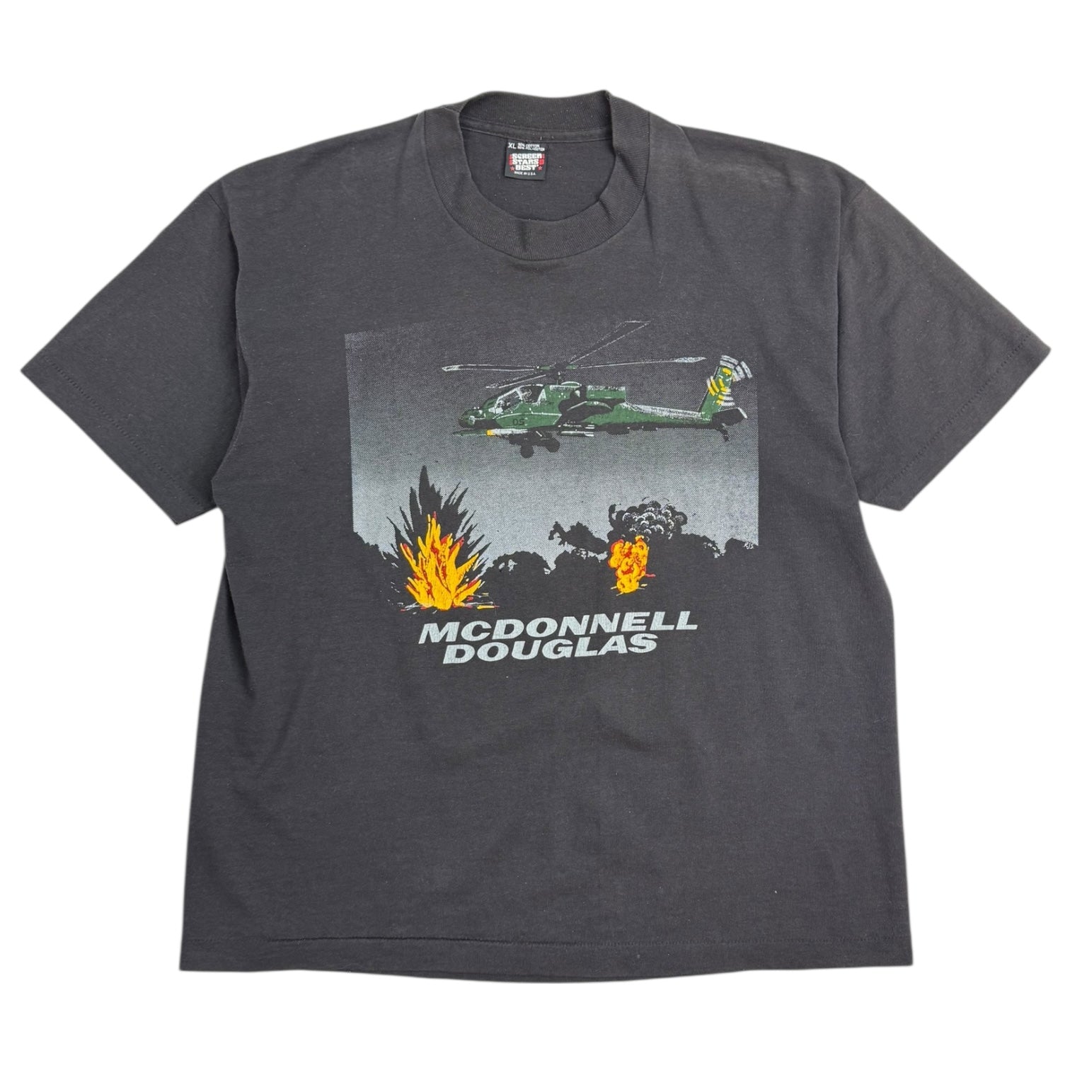 Vintage Apache Helicopter McDonnell Douglas T-Shirt Black