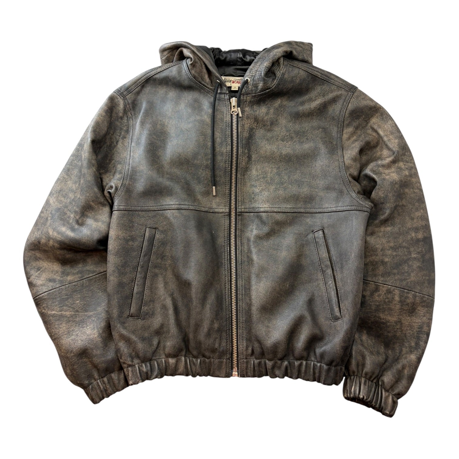Stussy Leather Work Jacket Stonewash Brown