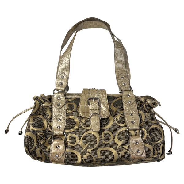 (W) Y2K GUESS Scrambled G Shoulder Bag Gold