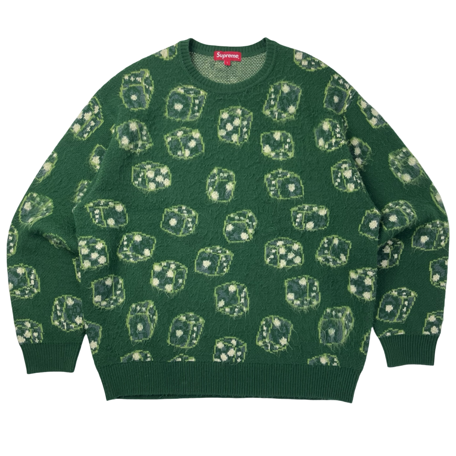 Supreme Flaming Dice Knit Sweater Green