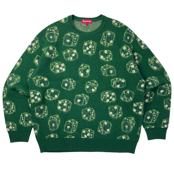 Supreme Flaming Dice Knit Sweater Green