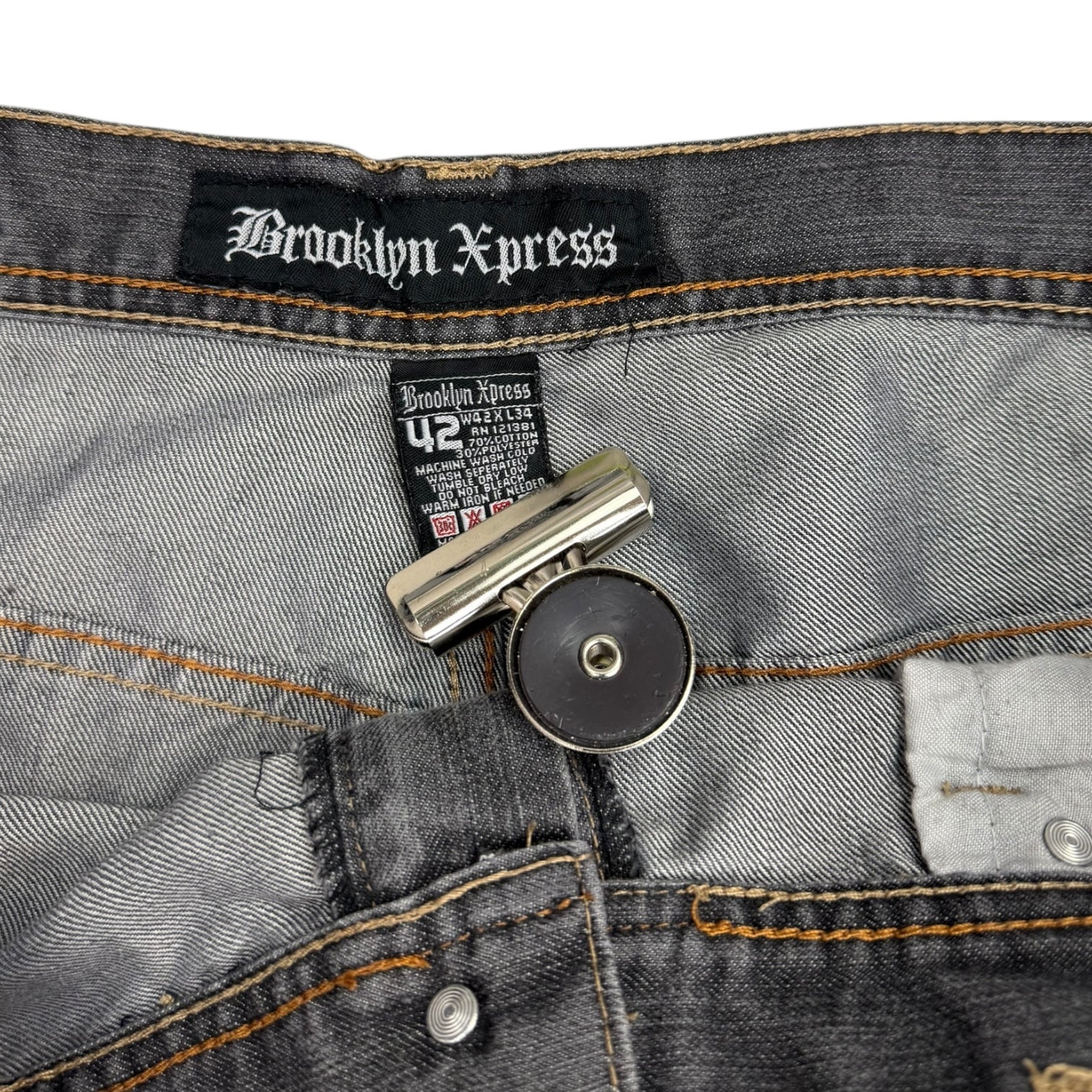 Vintage Y2K Brooklyn Xpress Cross Denim Jeans Grey