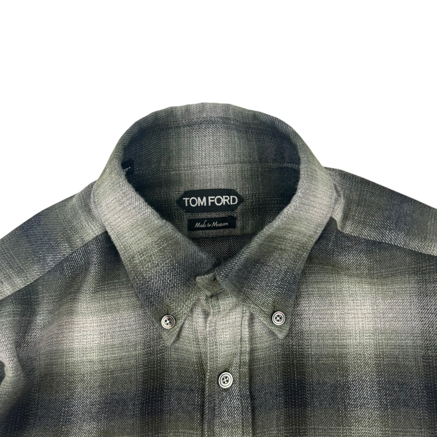 Tom Ford Plaid Check Cotton Button-Up Green