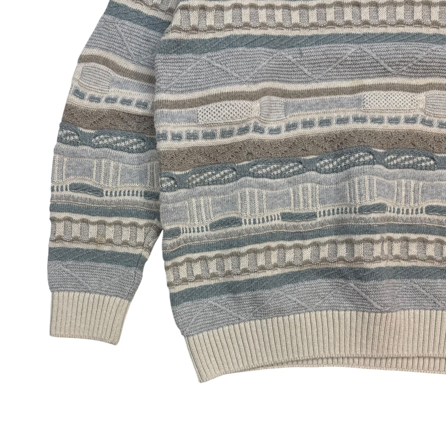 Vintage Tom Hanson Coogi Style Knit Sweater Light Blue/ Beige