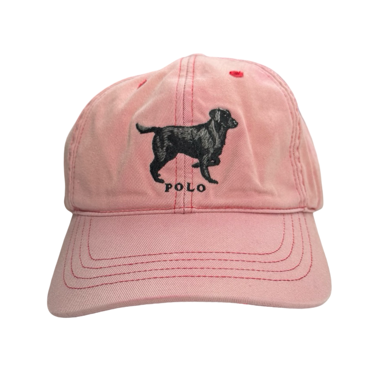 Vintage Polo Ralph Lauren Embroidered Black Lab Dog Hat Pink