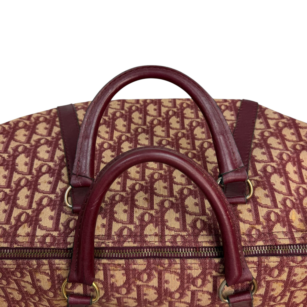 Vintage Christian Dior Monogram Trotter Boston Bag Pink/Burgundy