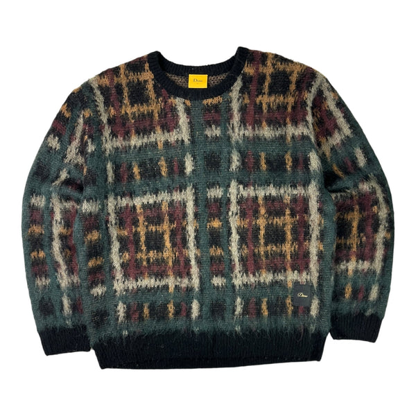 Dime Plaid Mohair Knit Sweater Black